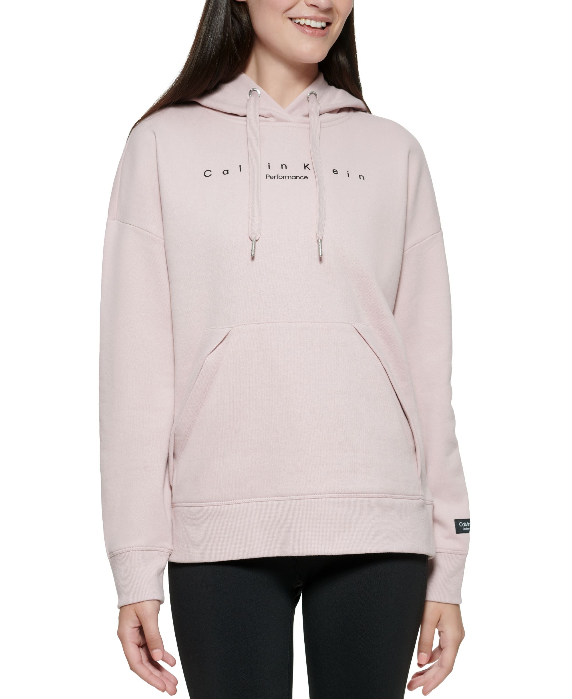 Calvin Klein Performance Womens Oversized-Pocket Logo Hoodie