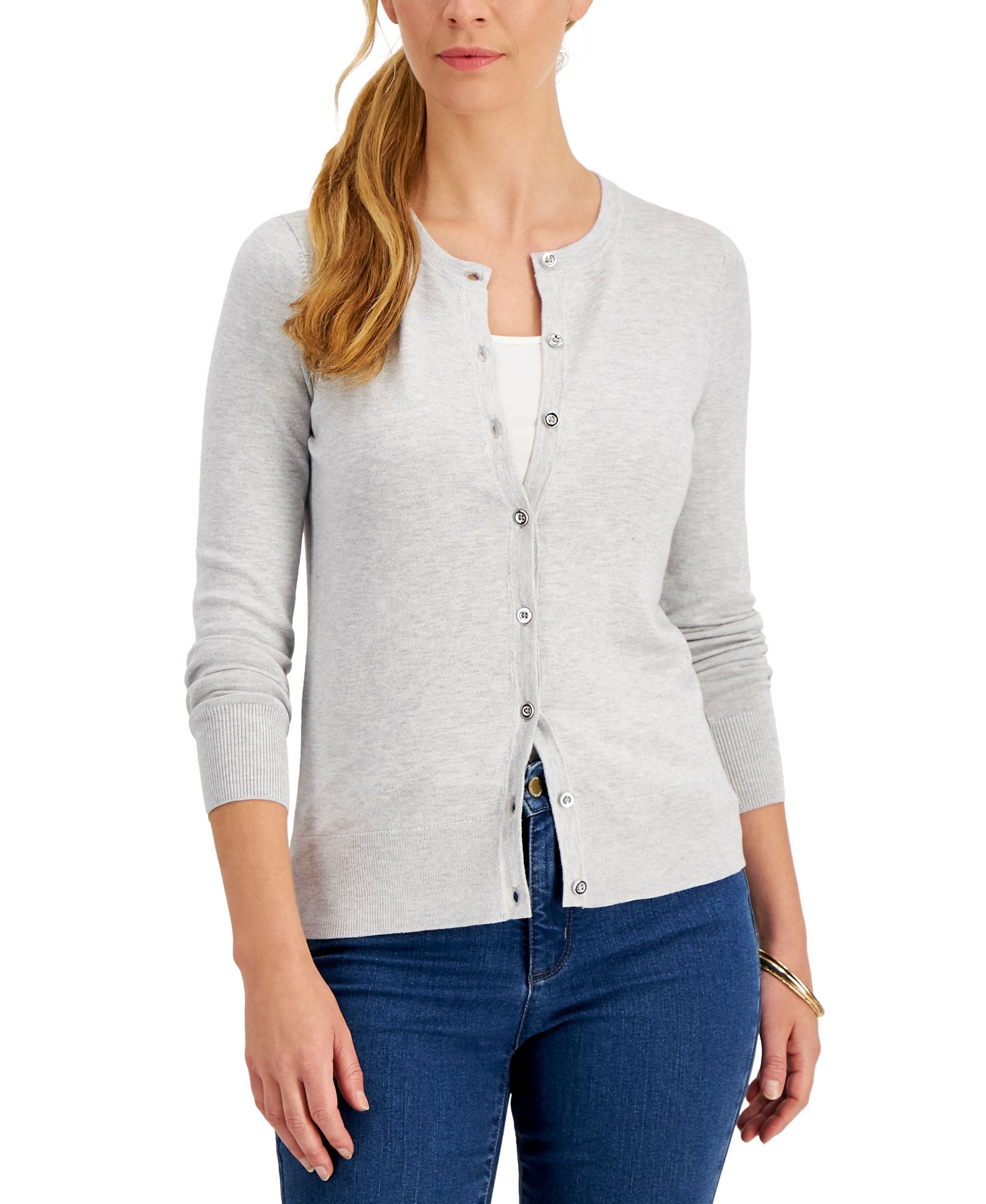 Charter Club Long Sleeve Button Front Cardigan