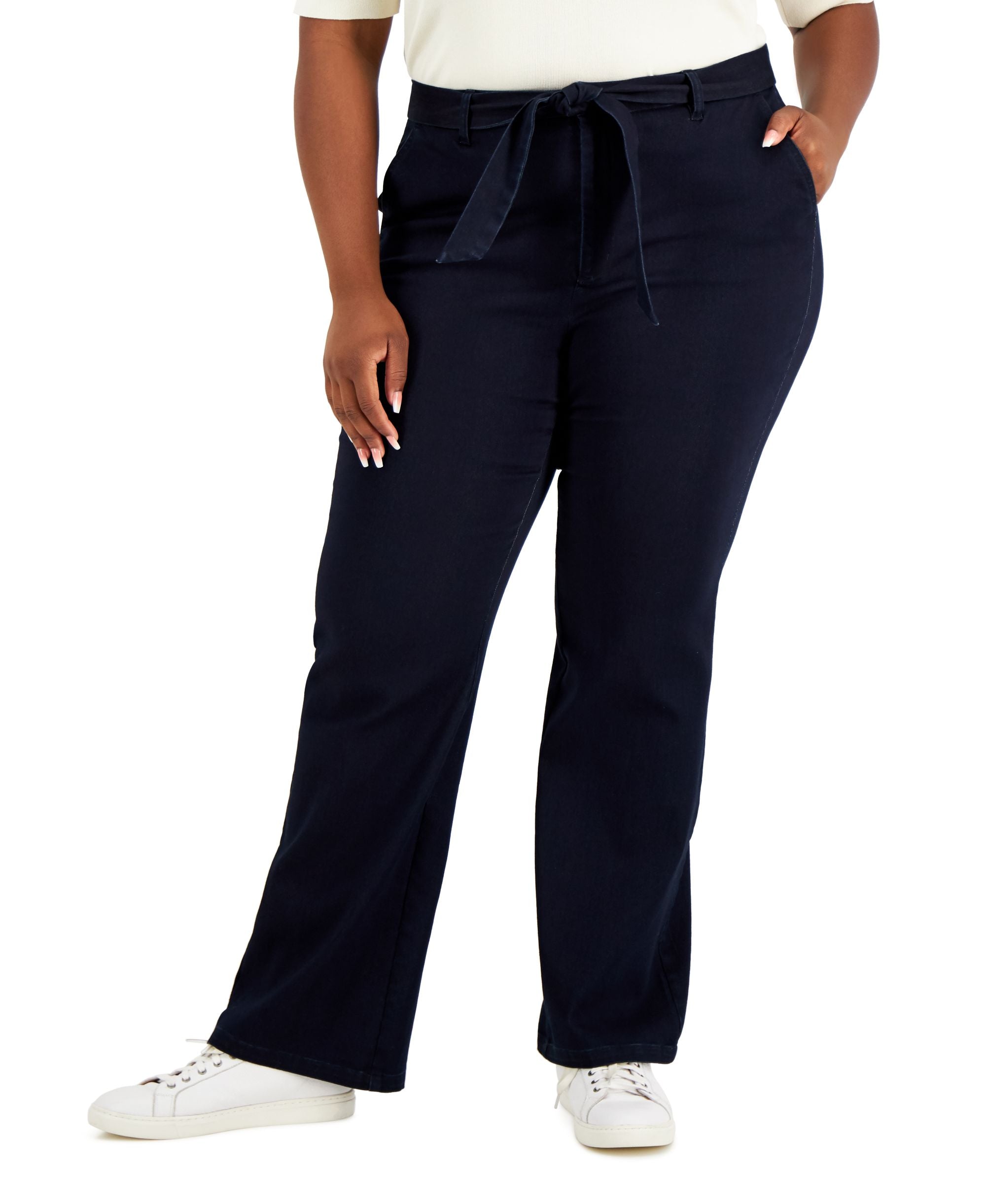 Anne Klein Plus Size Tie Front High Rise Jeans