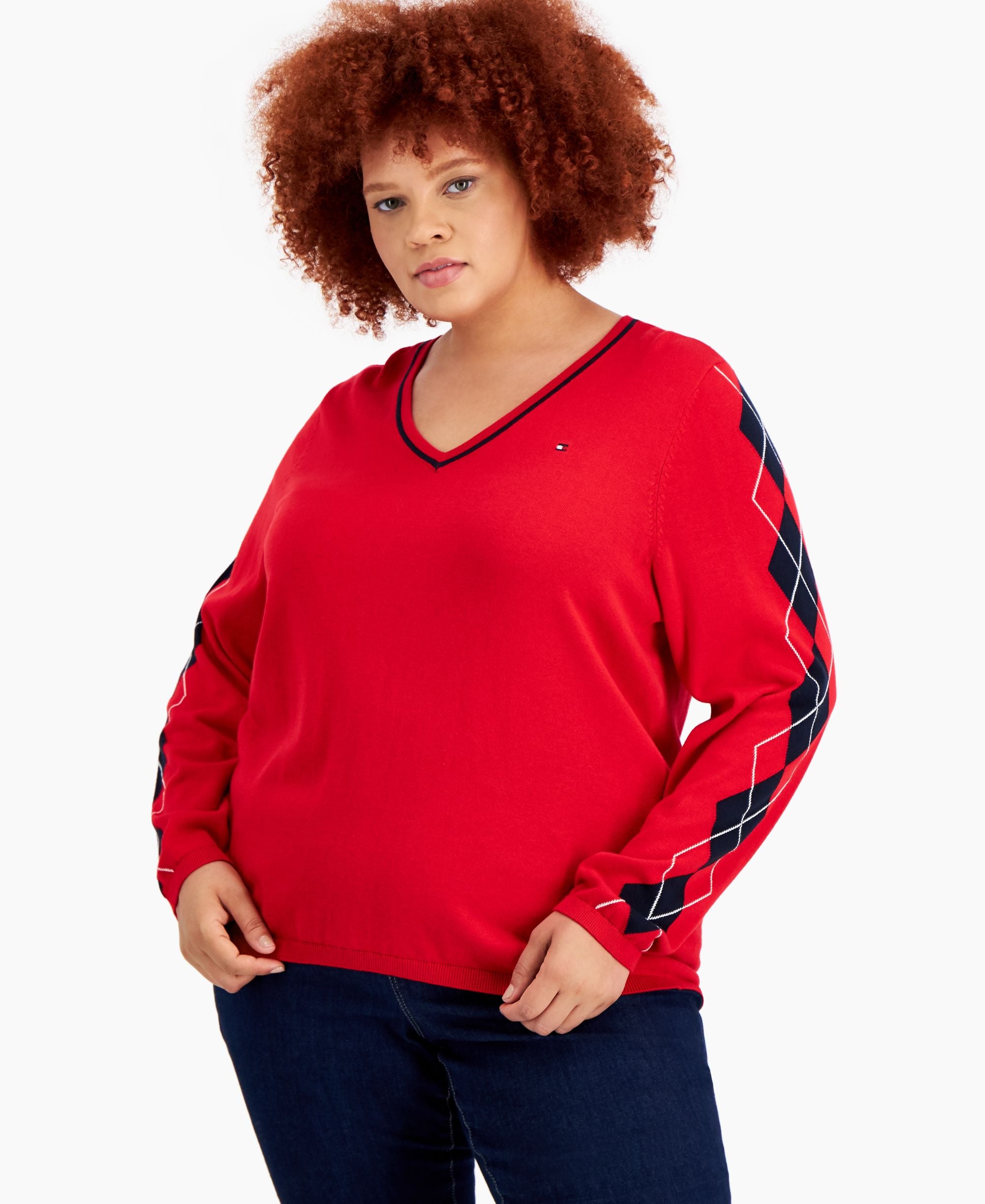 Tommy Hilfiger Plus Size Cotton Argyle Sweater
