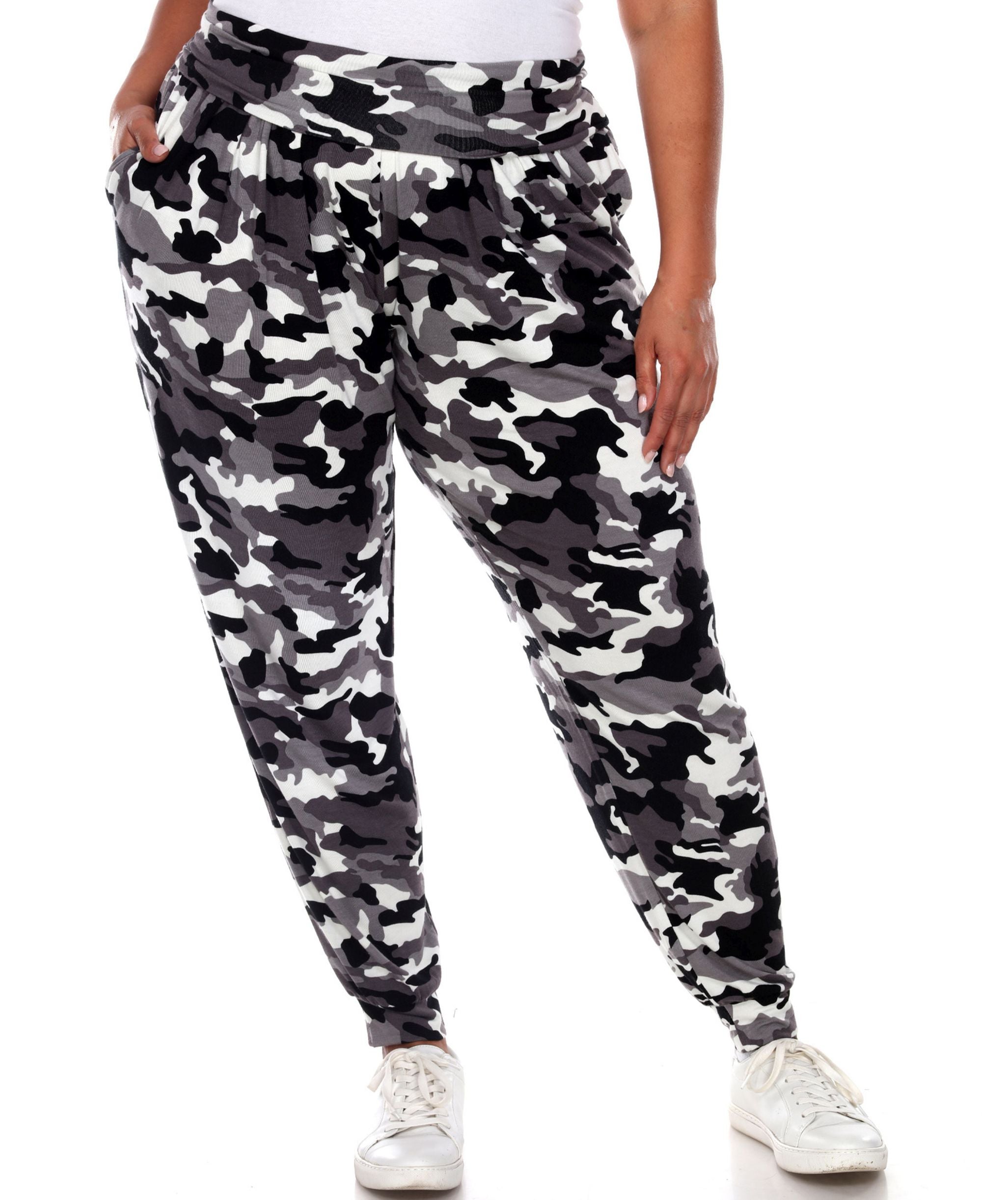 White Mark Womens Plus Size Camo Harem Pants