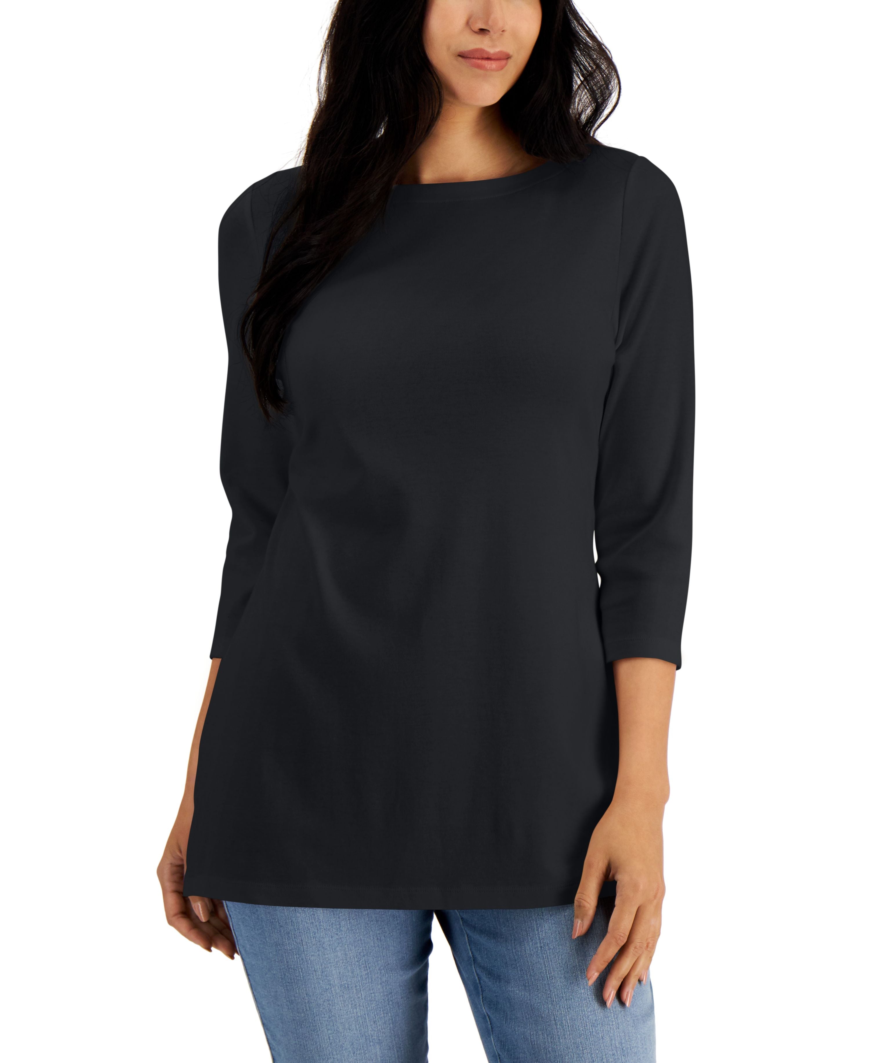 Boat-Neck 3/4-Sleeve Top