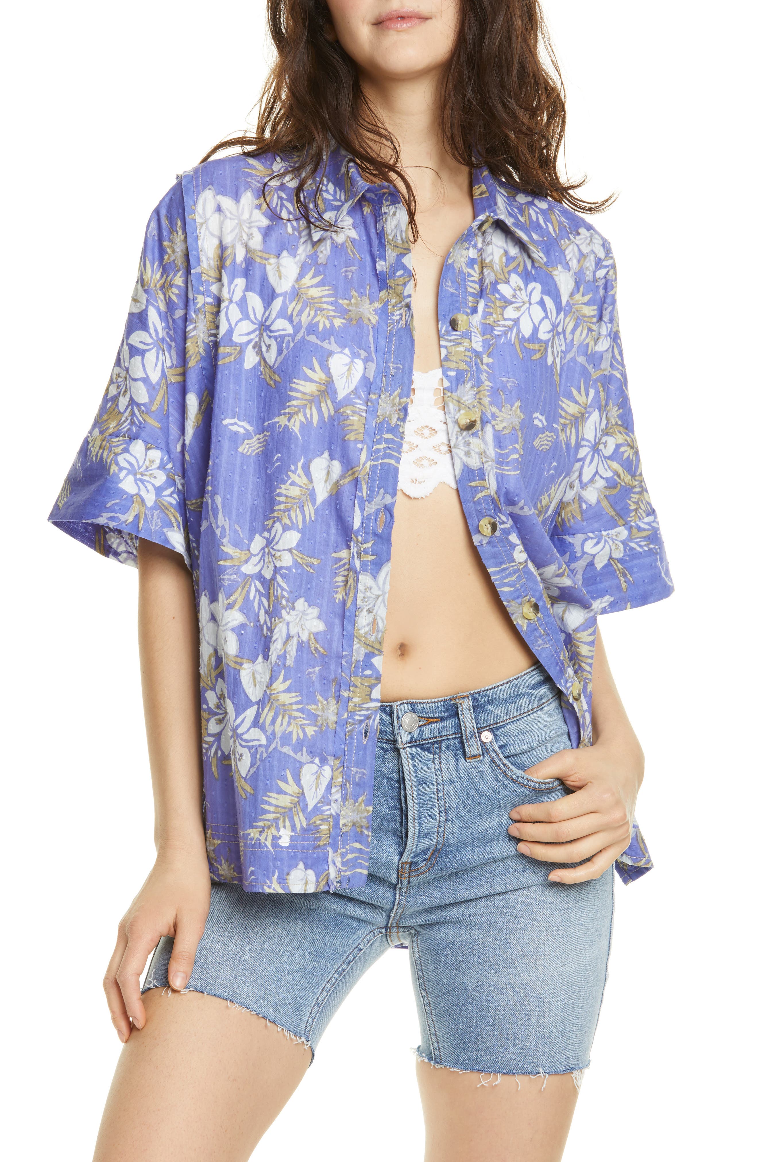 Free People Love Letters Cotton Printed Shirt