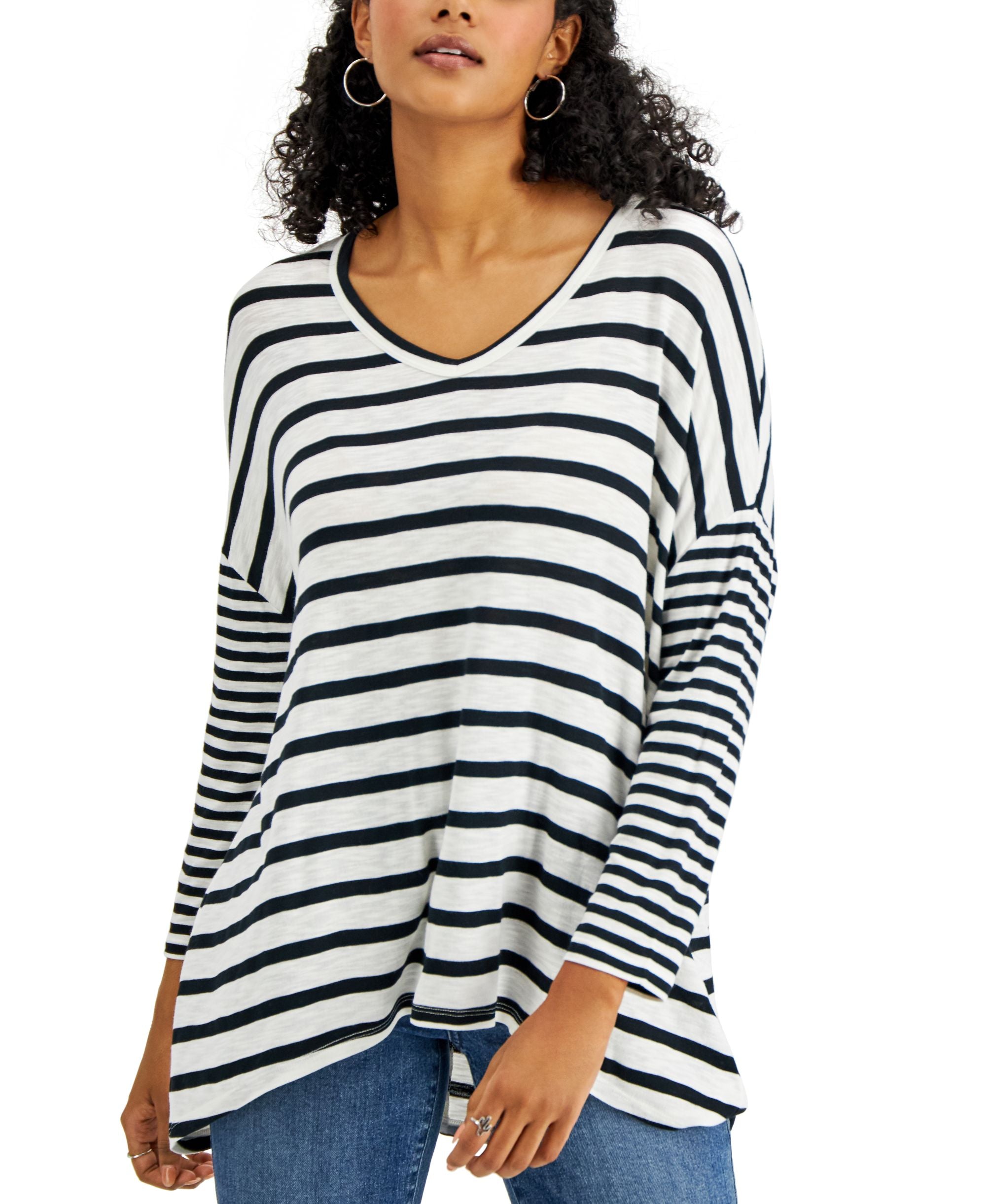 Style & Co Striped Oversized Top