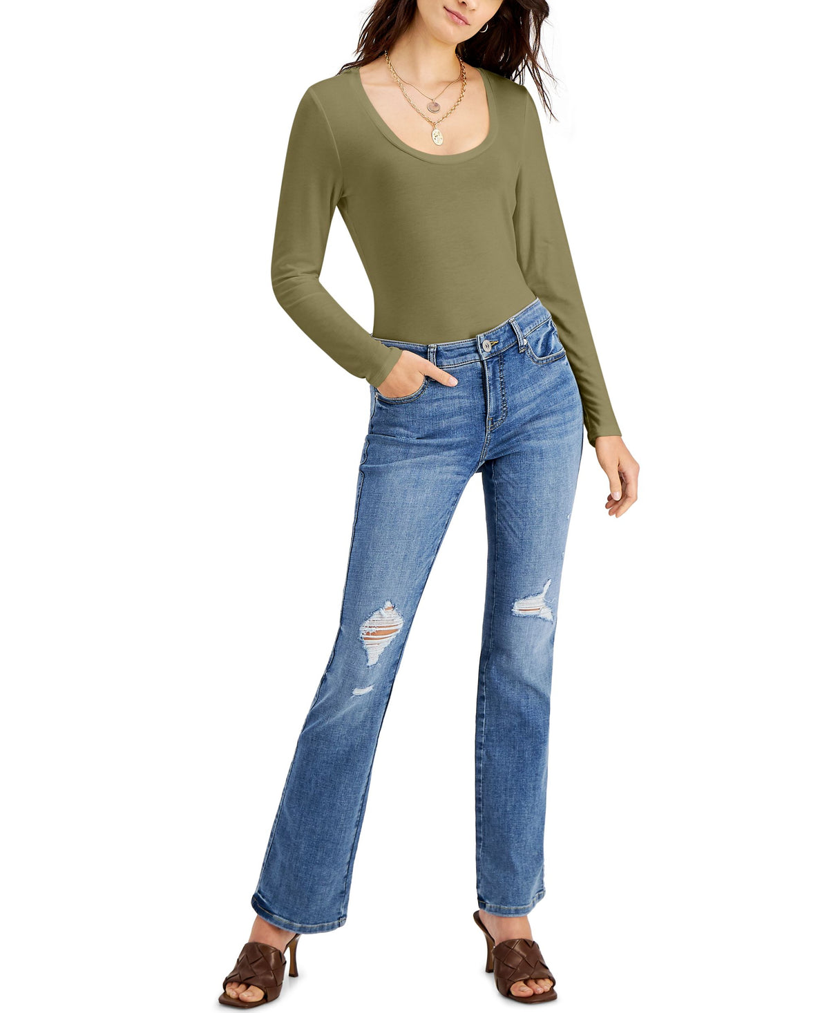 INC International Concepts Petite Scoop Neck Top