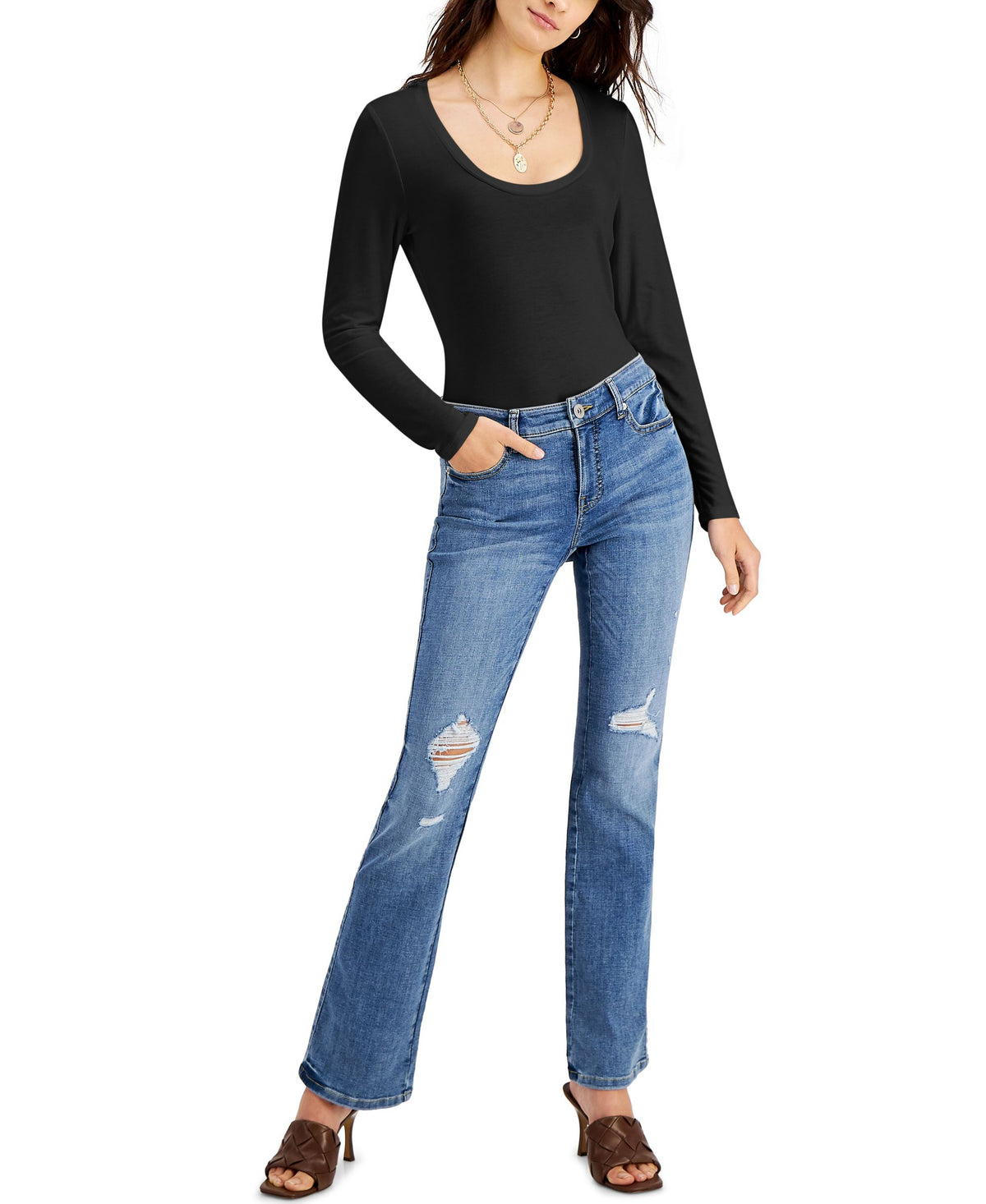 INC International Concepts Petite Scoop Neck Top