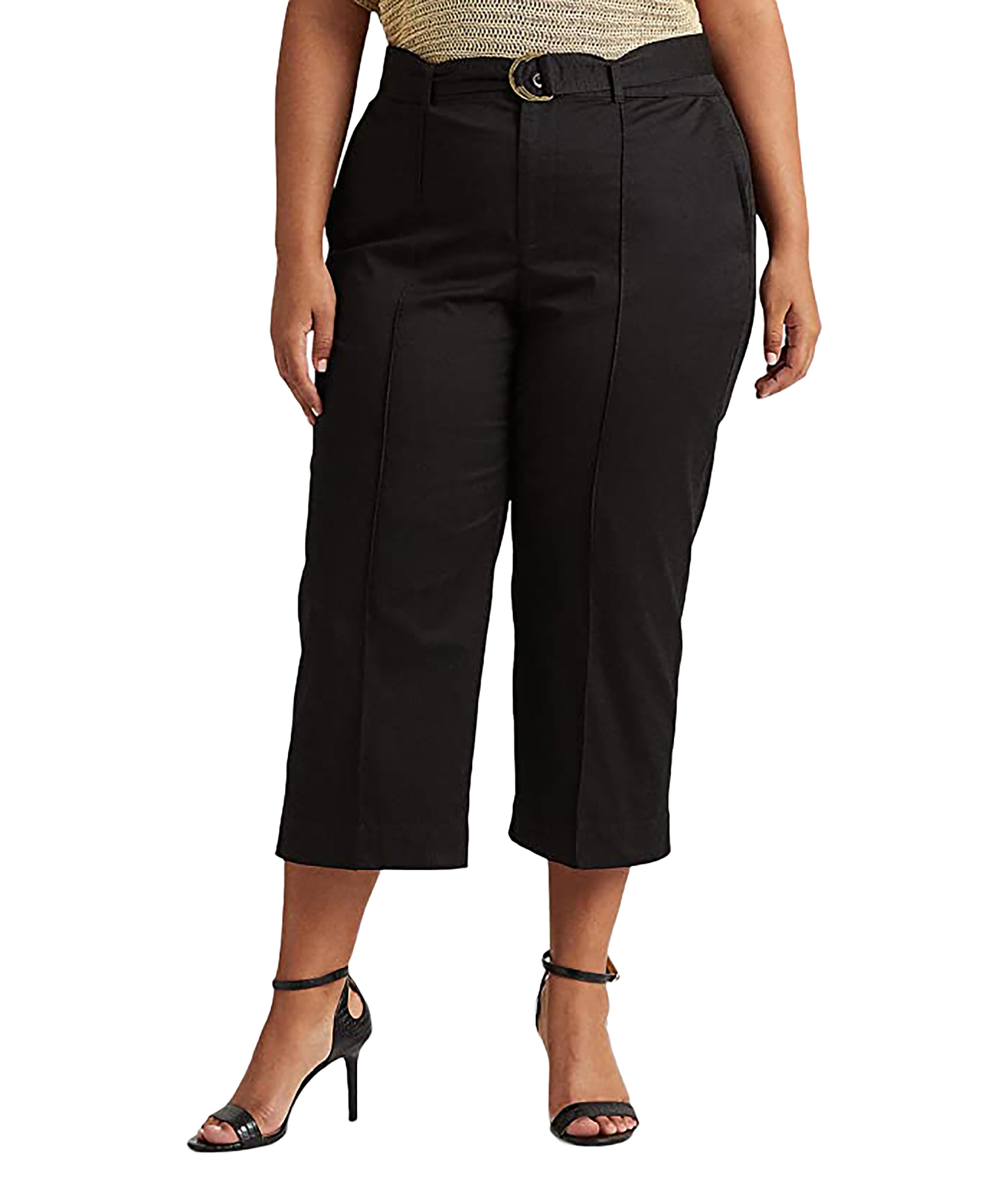Ralph Lauren Women s Micro Sanded Twill Belted Wide Leg Pants Black 14W