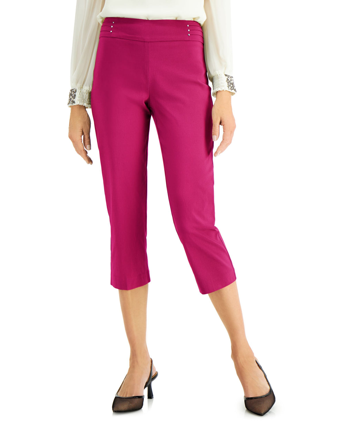 JM Collection Embellished Pull On Capri Pants
