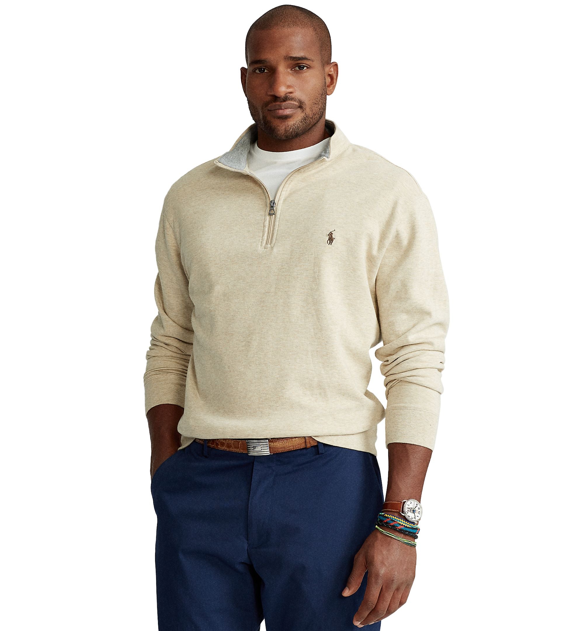 Men's Big & Tall Jersey Quarter-Zip Pullover
