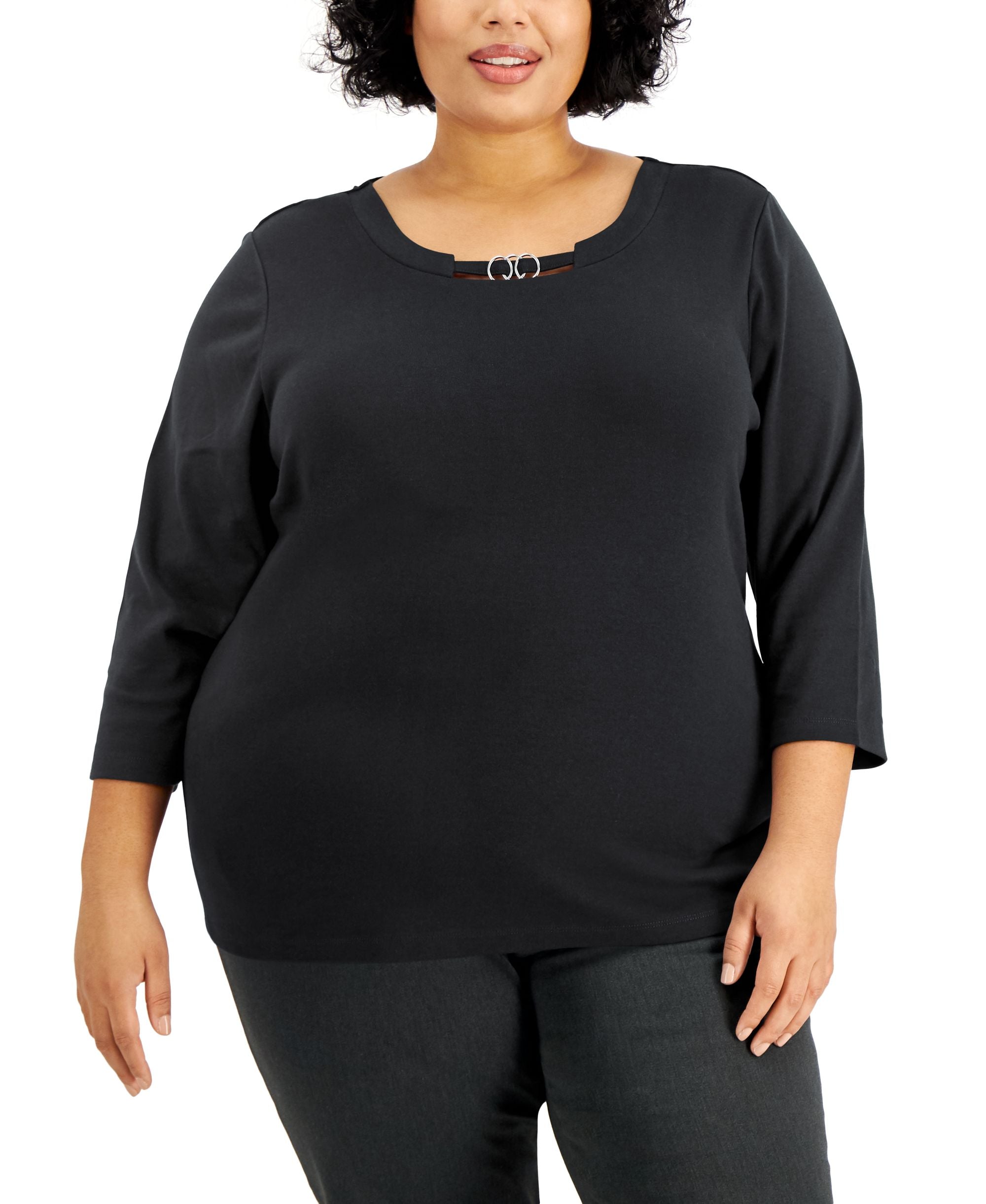 Karen Scott Plus Size Cutout Hardware Tunic