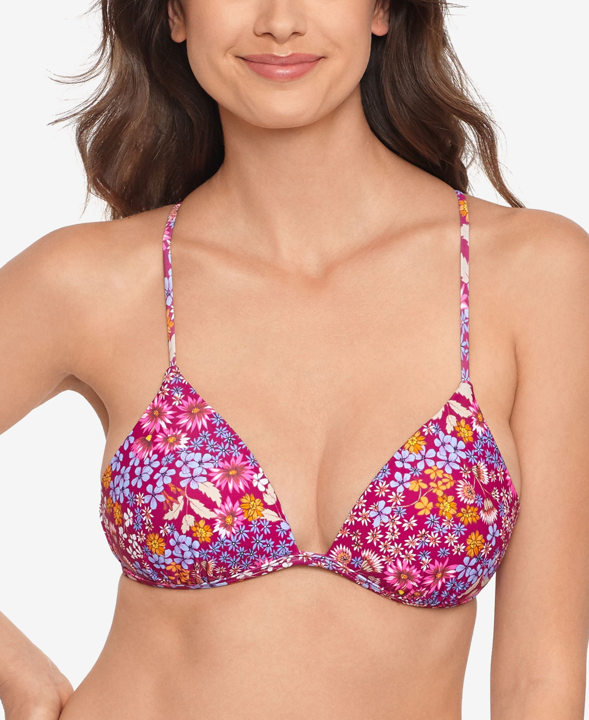 Juniors' Flower Child Molded Push-Up Bikini Top
