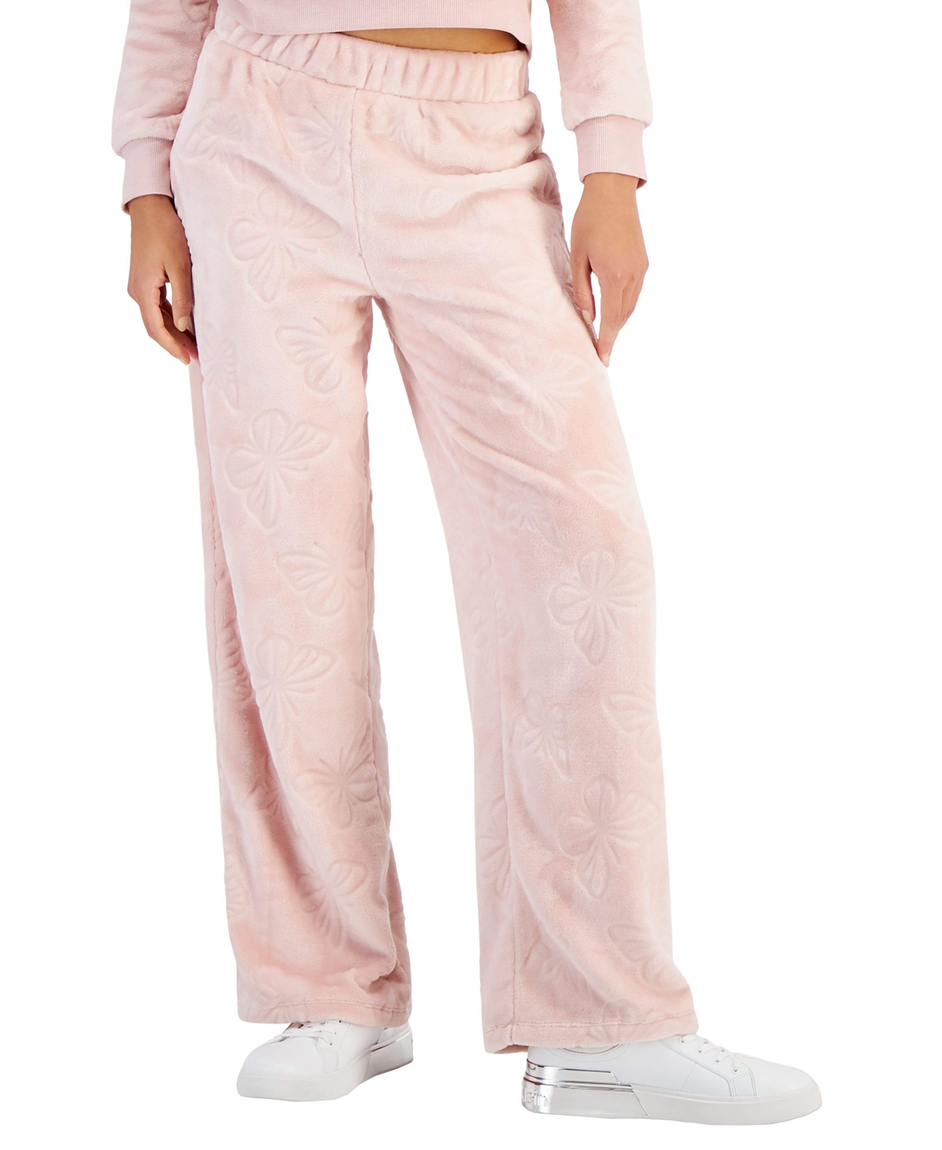 Juniors' Cozy Faux-Fur Wide-Leg Pants