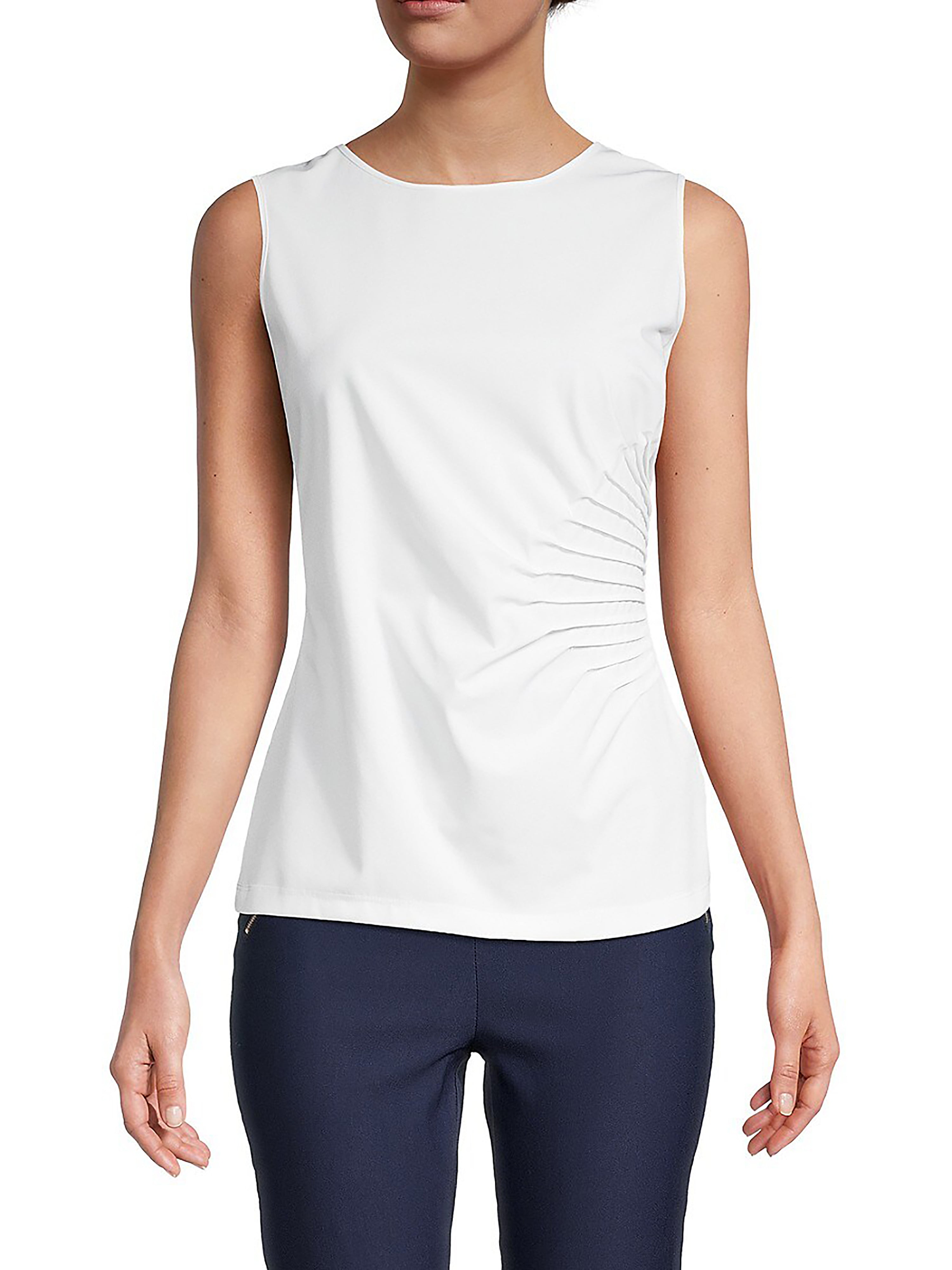 Calvin Klein Sleeveless Side Ruche Blouse