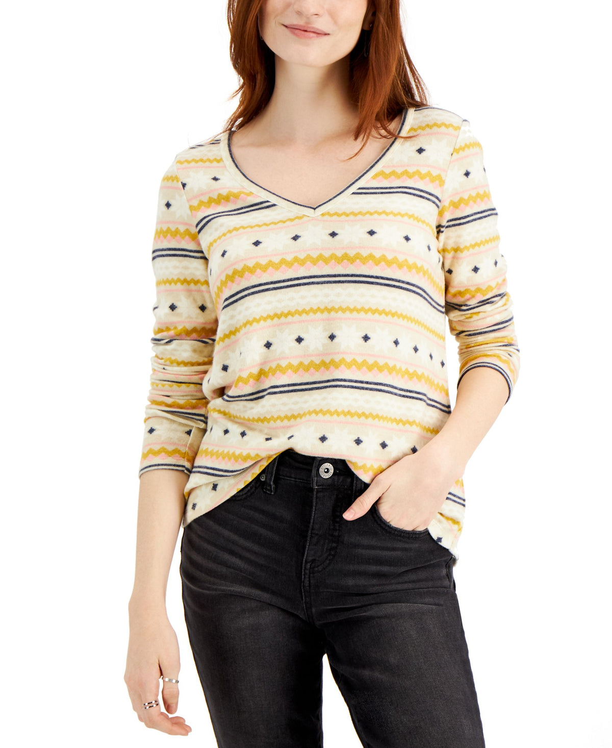 Style & Co Fair Isle Knit Top