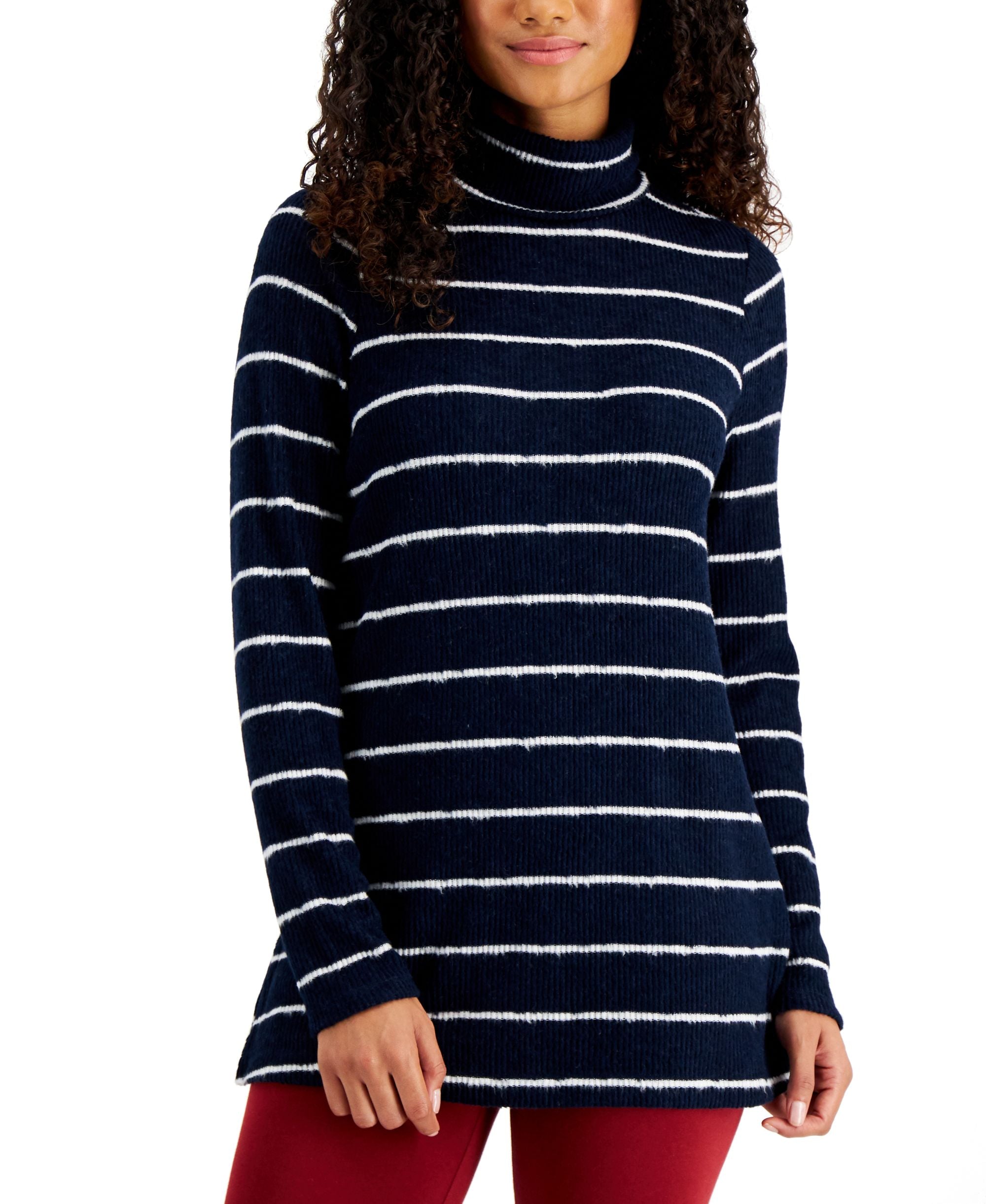Style & Co Striped Rib Knit Tunic Top