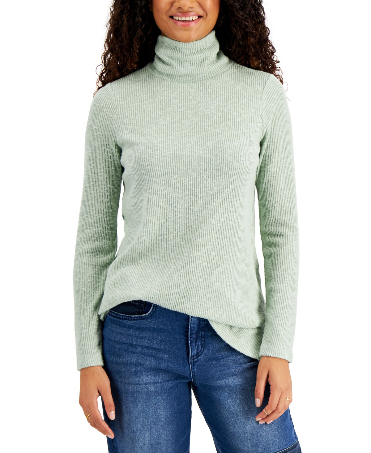 Style & Co Petite Ribbed Turtleneck Tunic