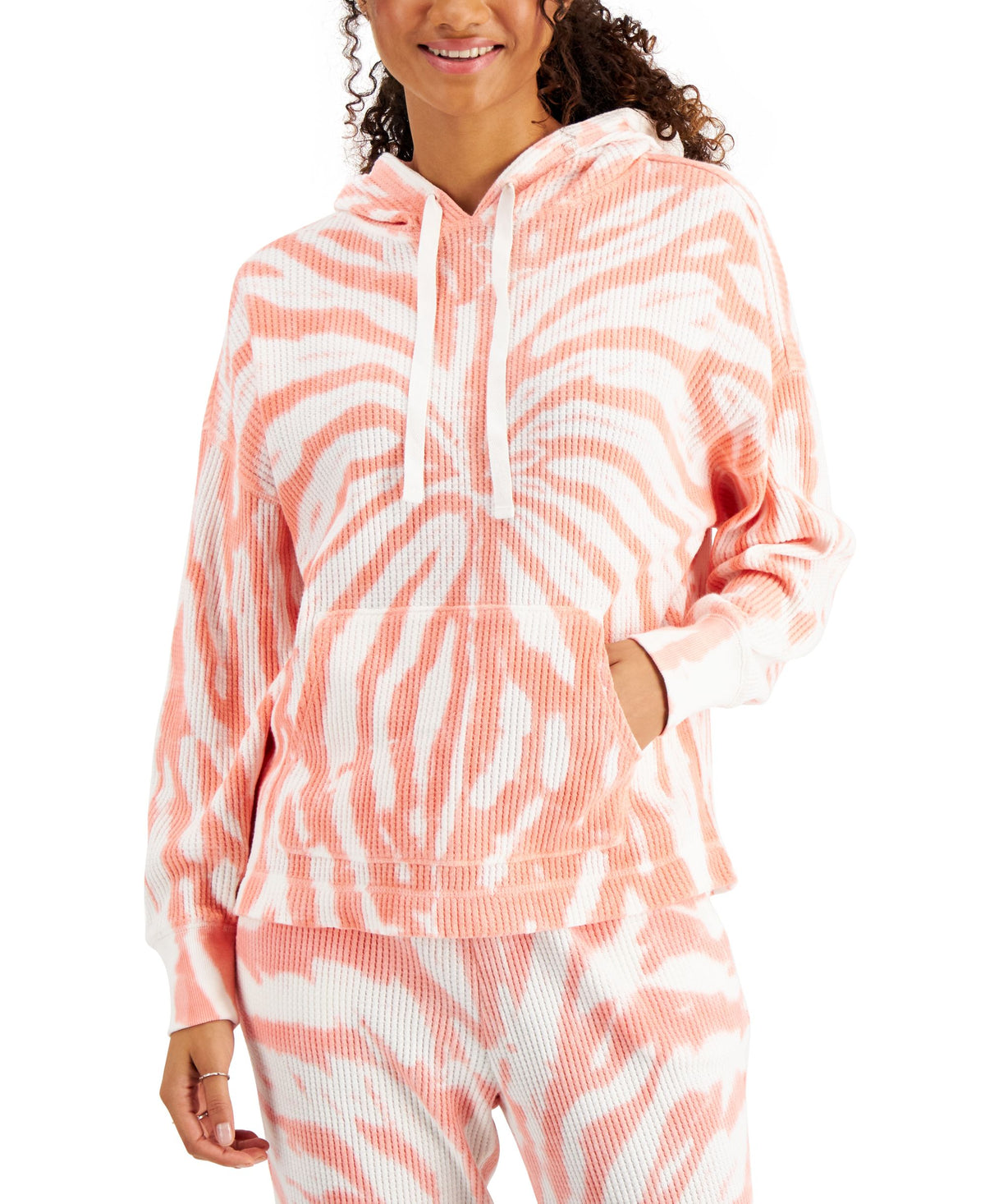 Style & Co Tie Dyed Waffle Hoodie Sweatshirt