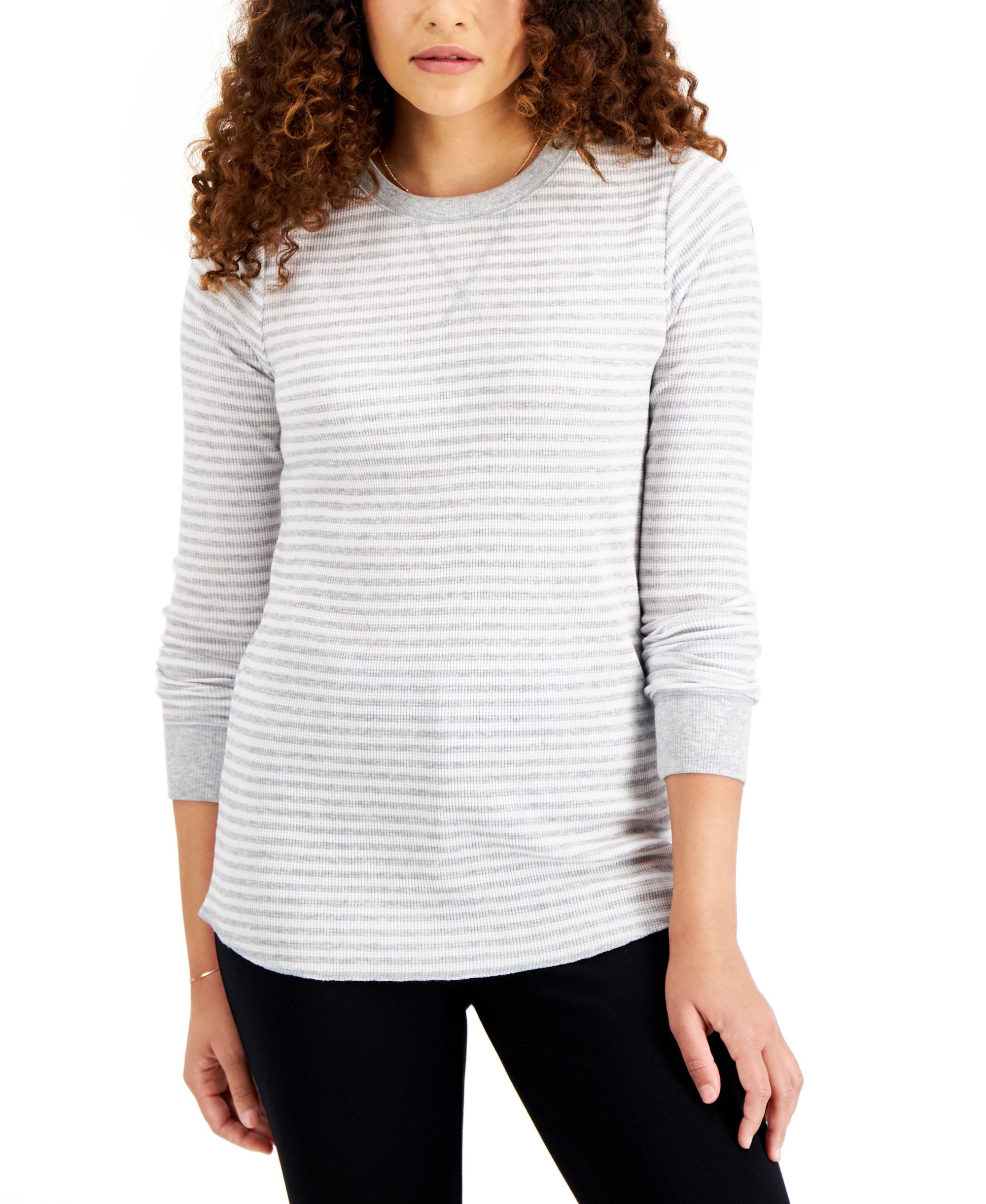 Style & Co Striped Waffle Knit Top