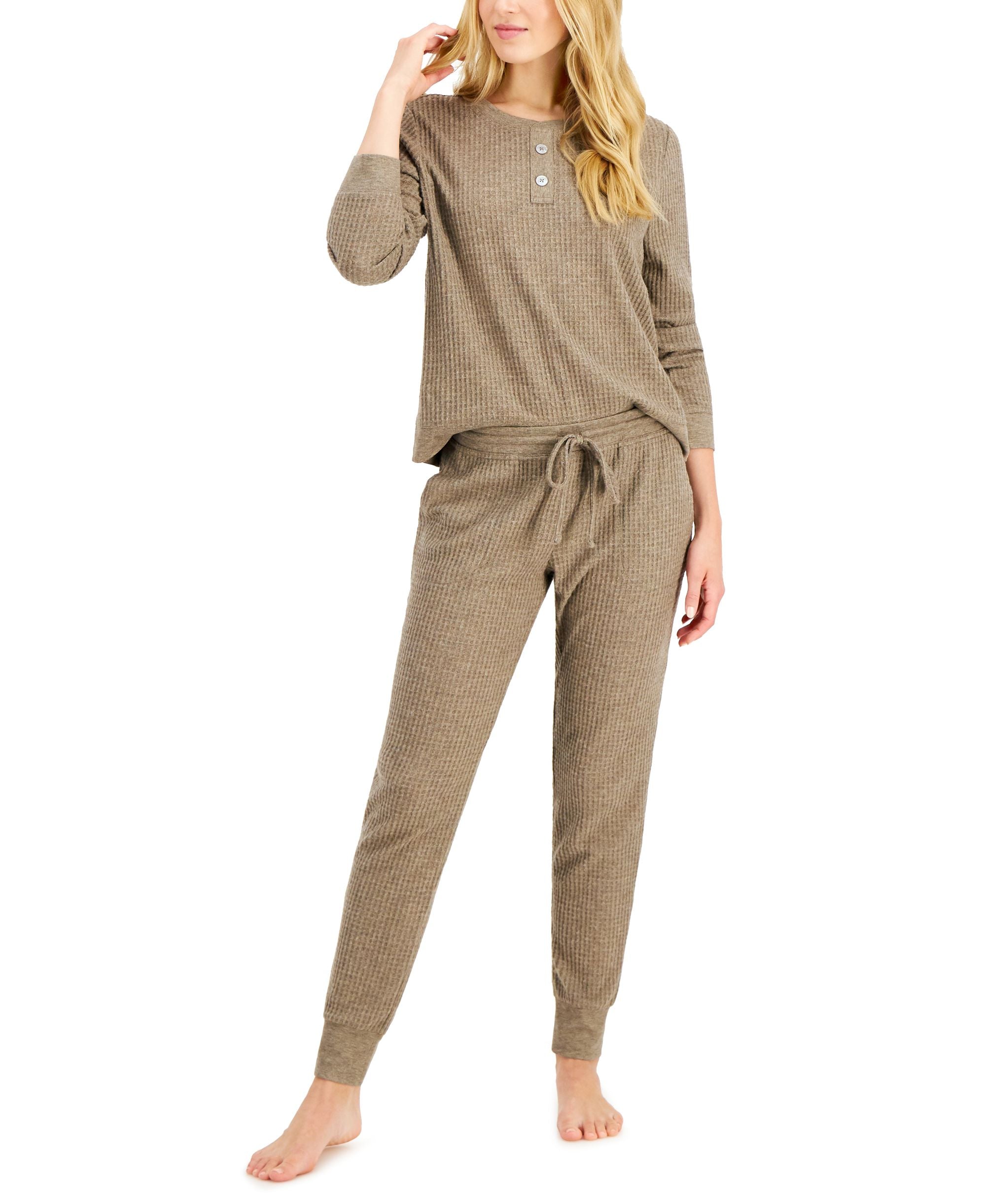 Alfani Thermal Henley Pajama Set