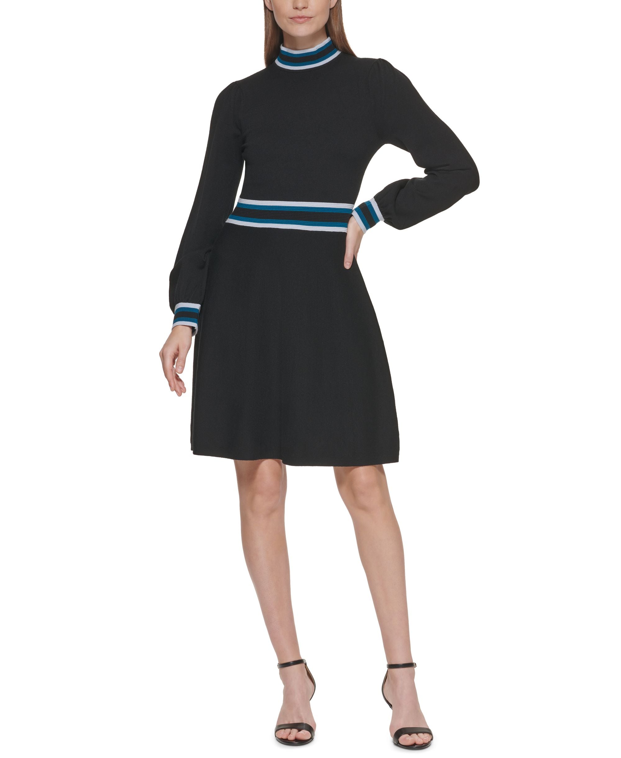 Vince Camuto Mock Neck Fit Flare Dress