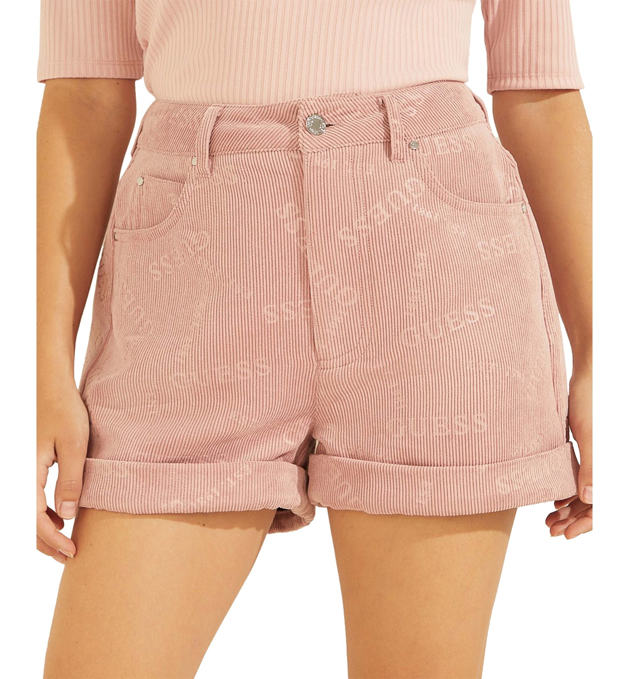 Guess Natalie Logo Print Corduroy Shorts