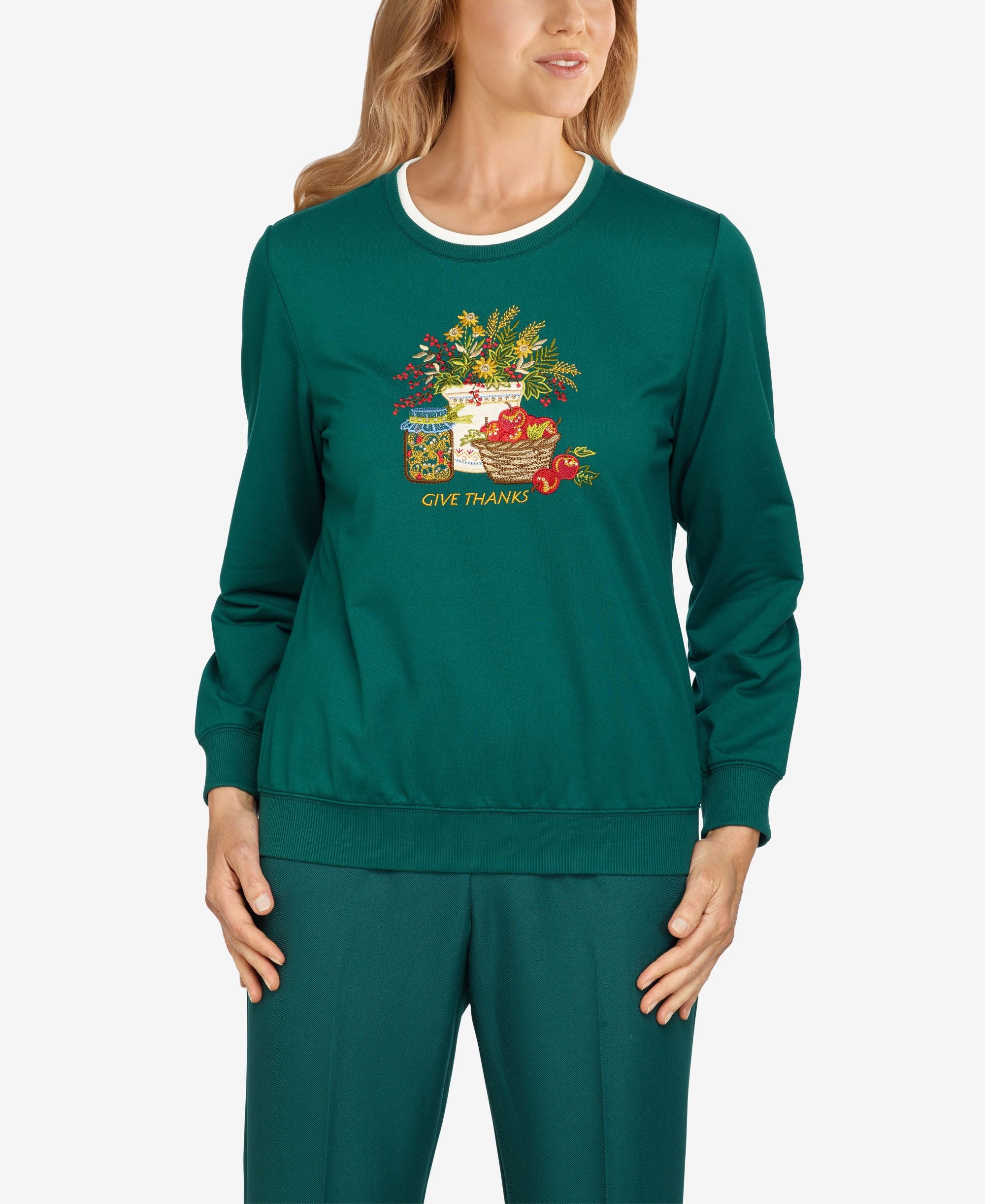 Petite Classics Give Thanks Pullover Top