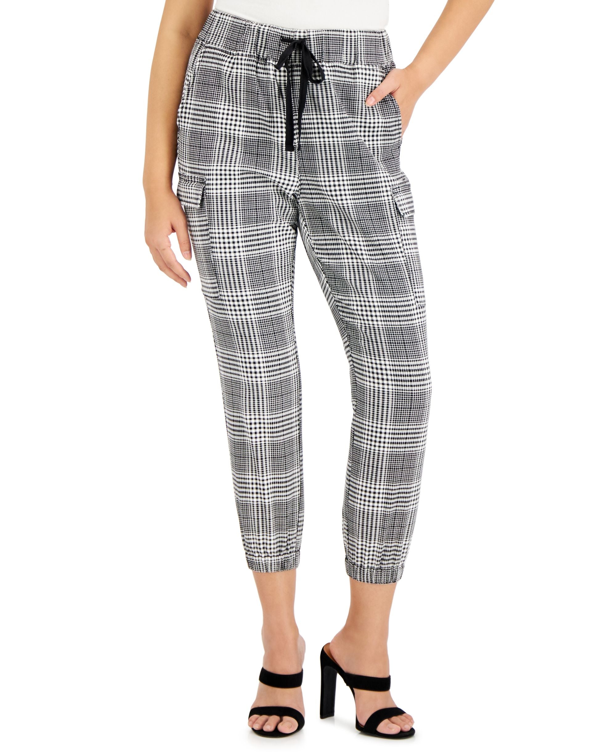 Petite Plaid Utility Jogger Pants