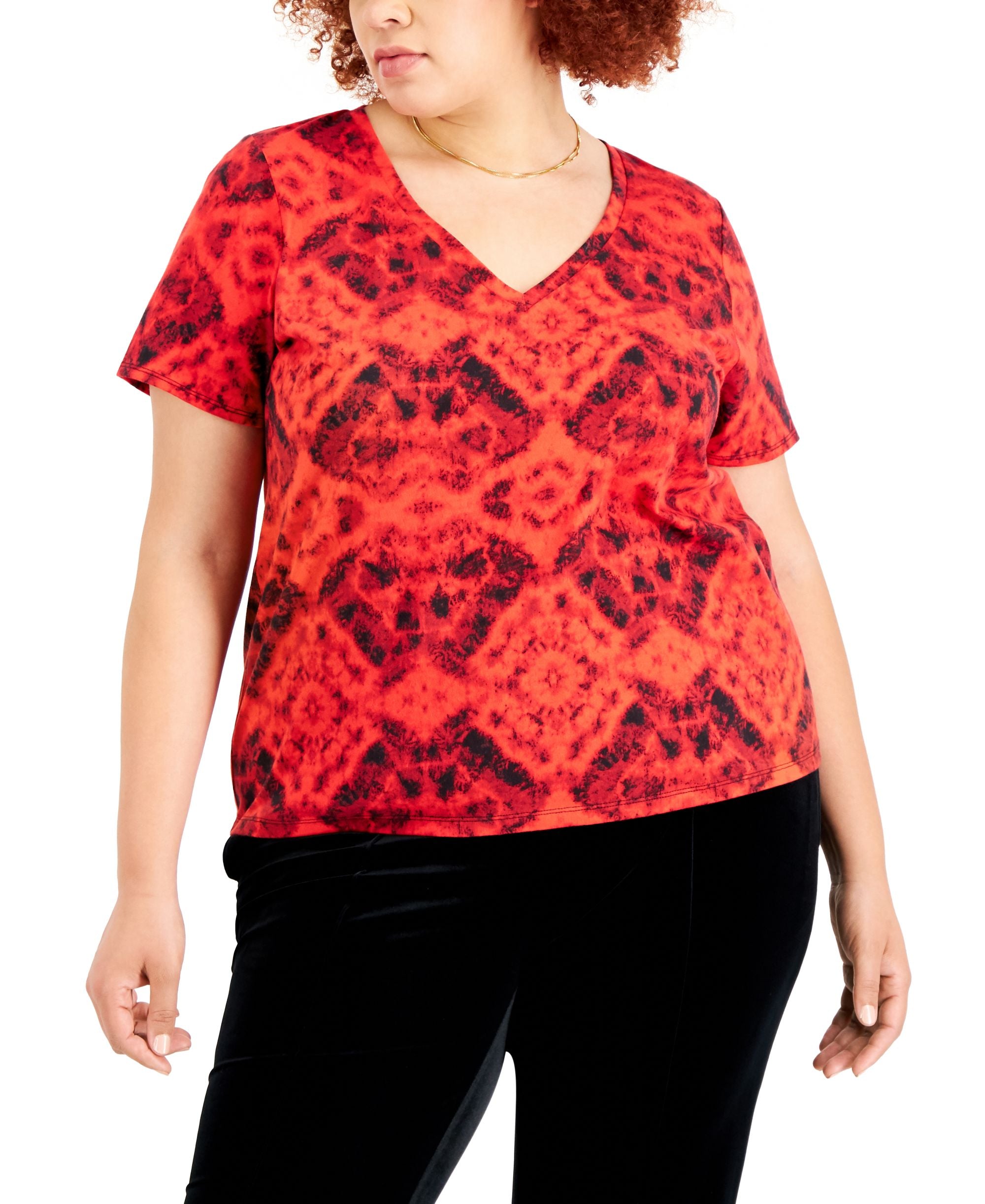 INC International Concepts Plus Size Printed Cotton T-Shirt