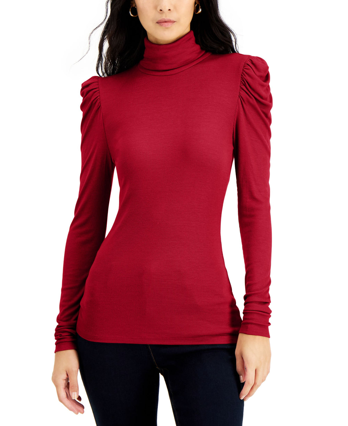 Women's Puff-Sleeve Turtleneck Top