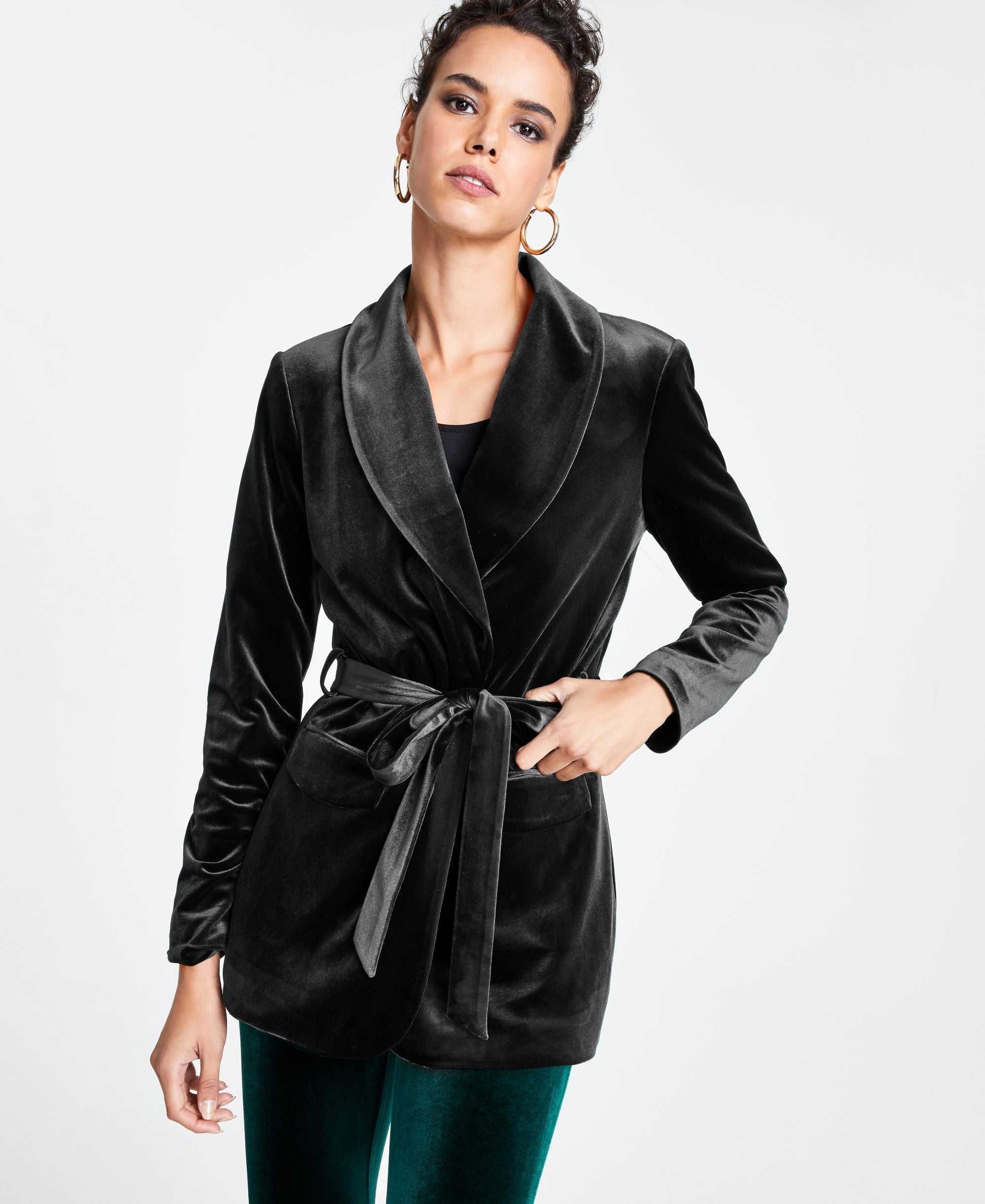 INC International Concepts Petite Velvet Wrap Jacket