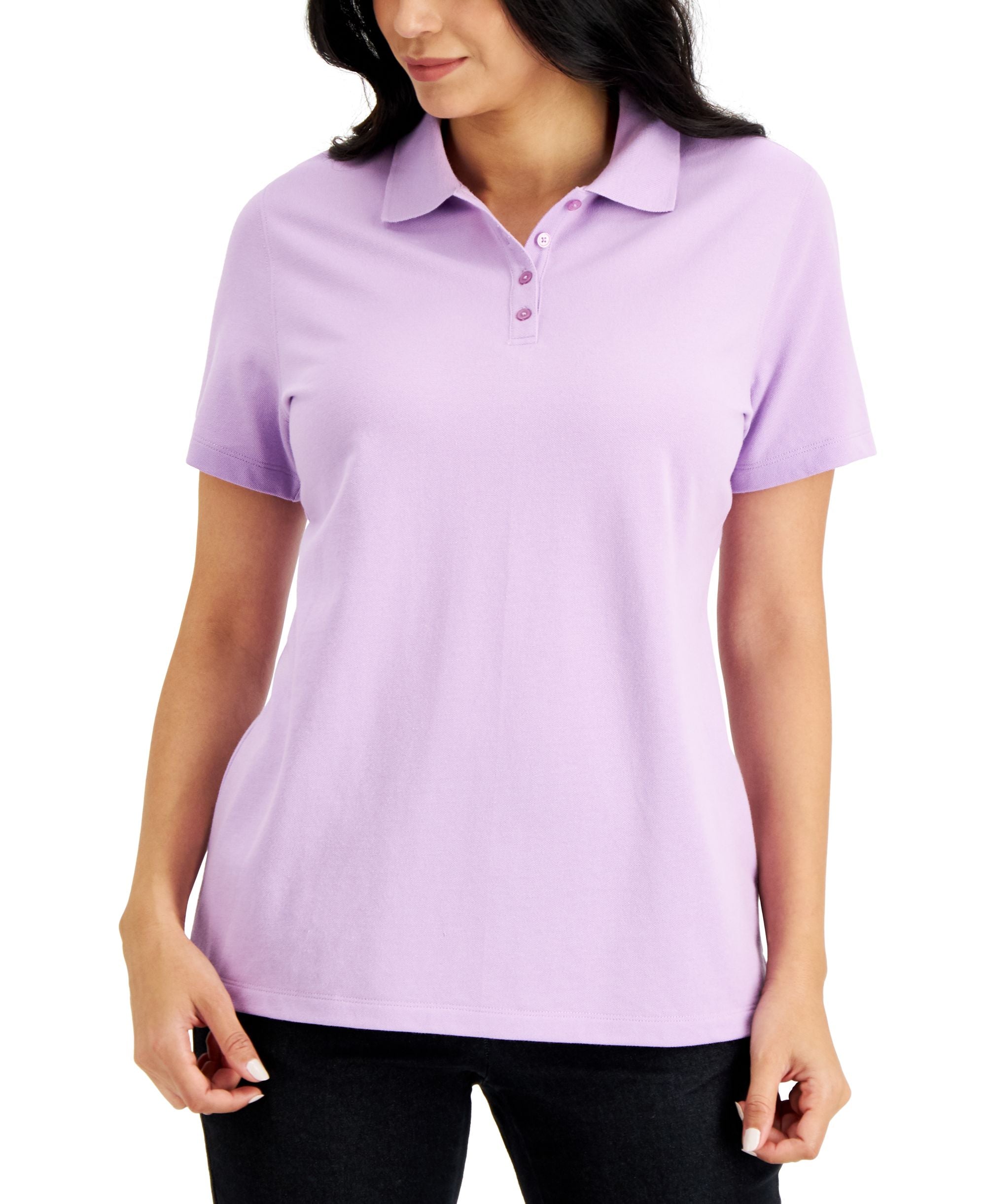 Karen Scott Short Sleeve Pique Knit Polo