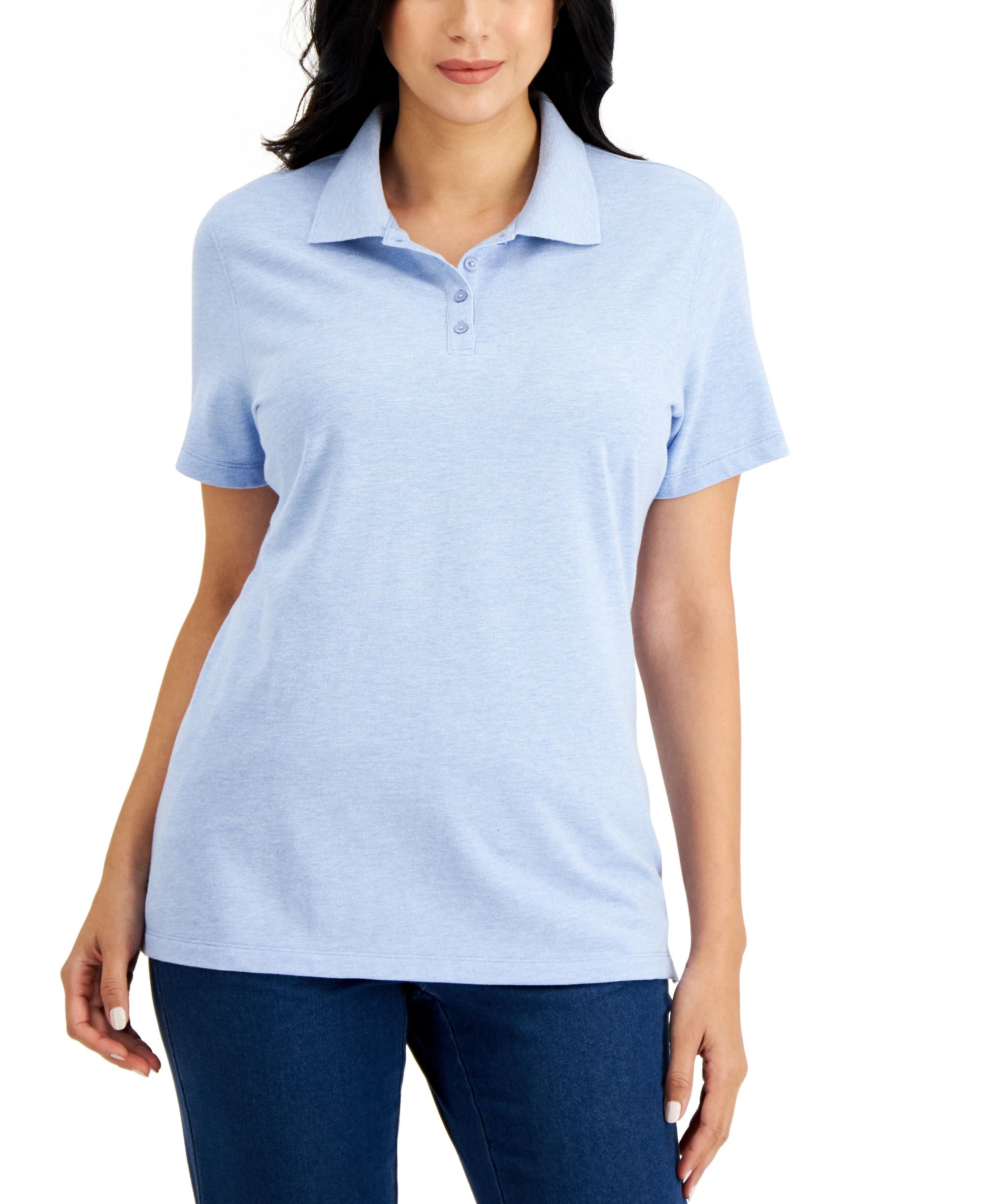 Karen Scott Short Sleeve Pique Knit Polo