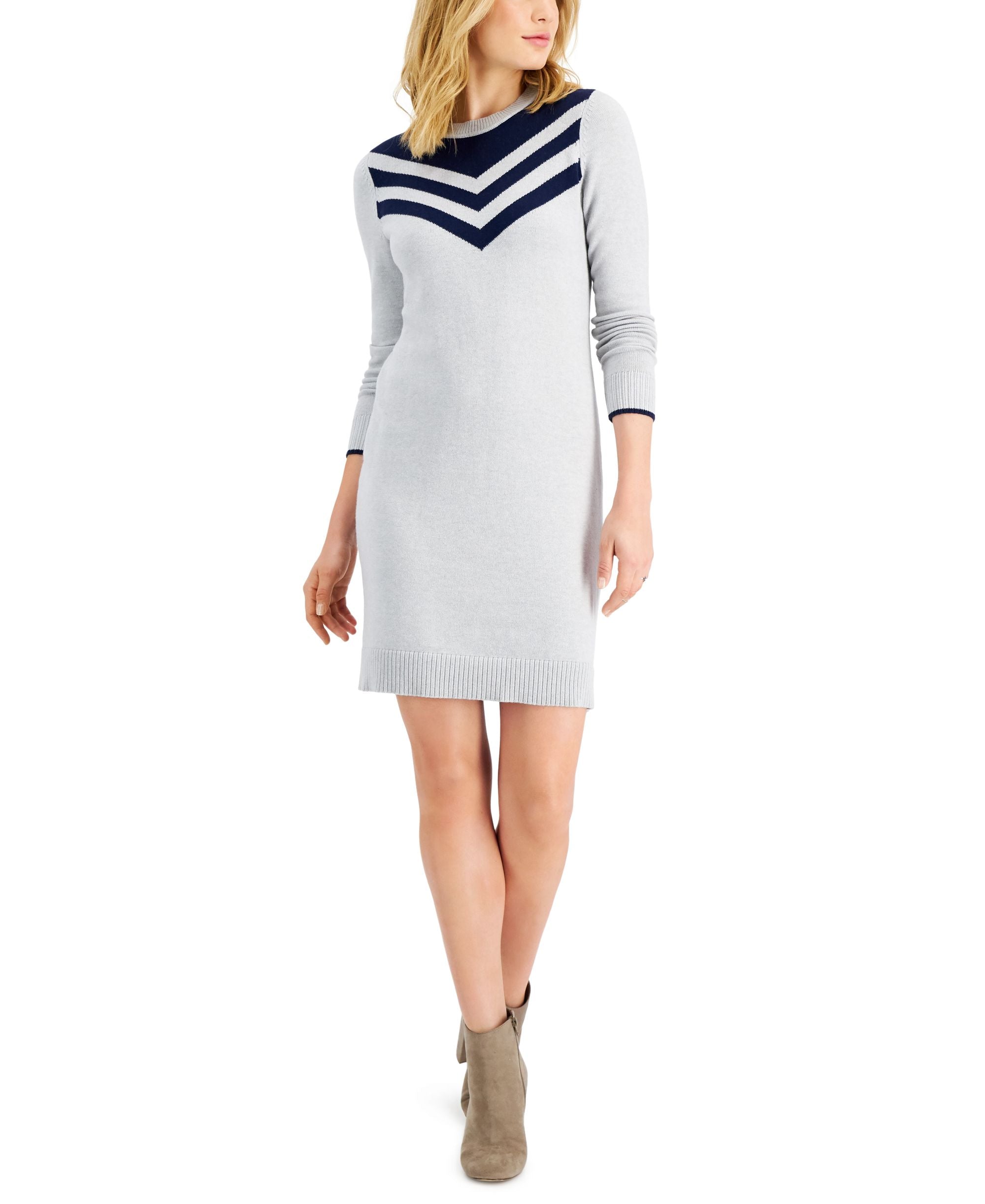 Charter Club Chevron Neck Sweater Dress
