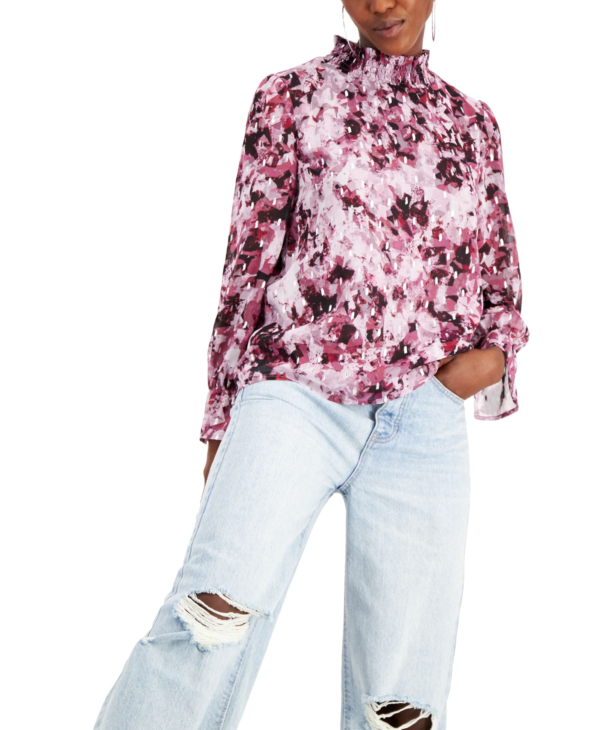 Willow Drive Ruffled Mock Neck Top