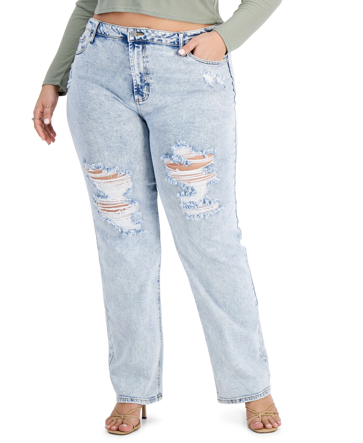 Tinseltown Trendy Plus Size Baggy Straight Leg Jeans