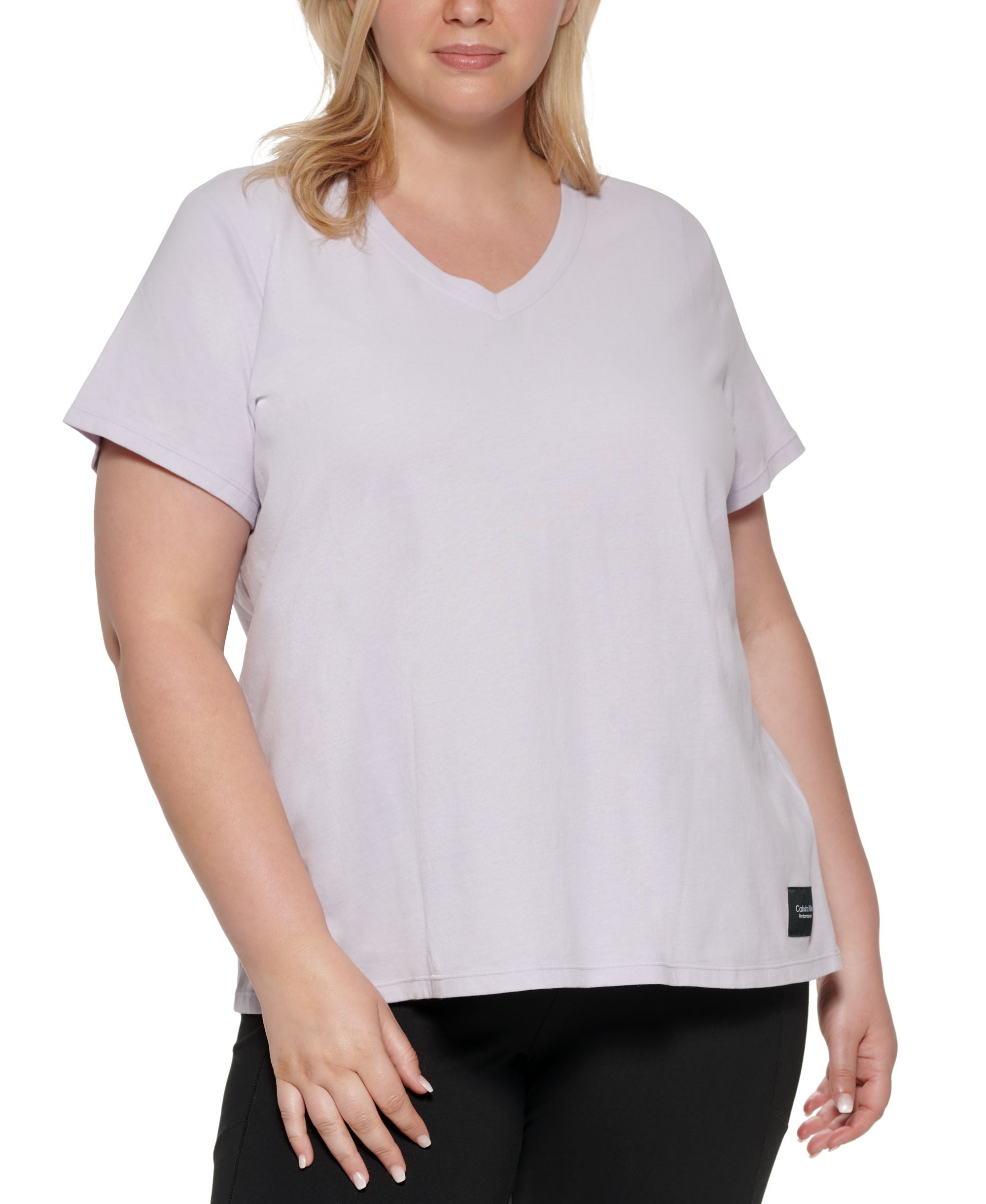 Calvin Klein Performance Womens Plus V-Neck Fitness Pullover Top