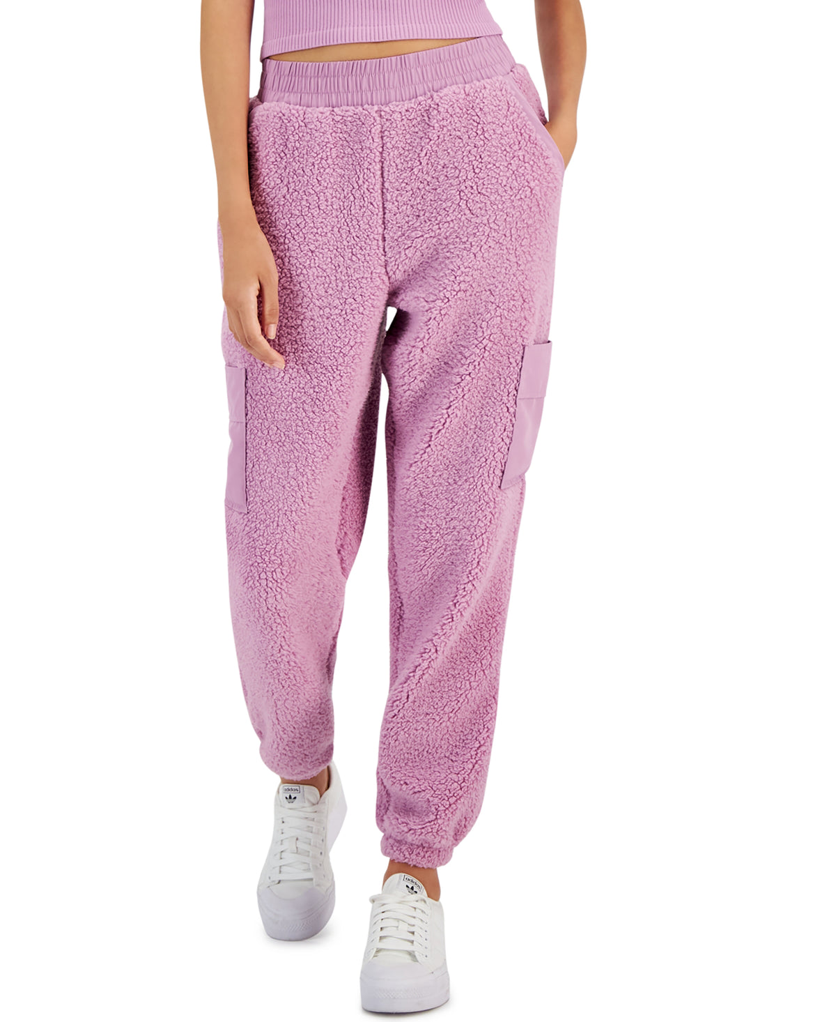Juniors' Sherpa Cargo Jogger Pants