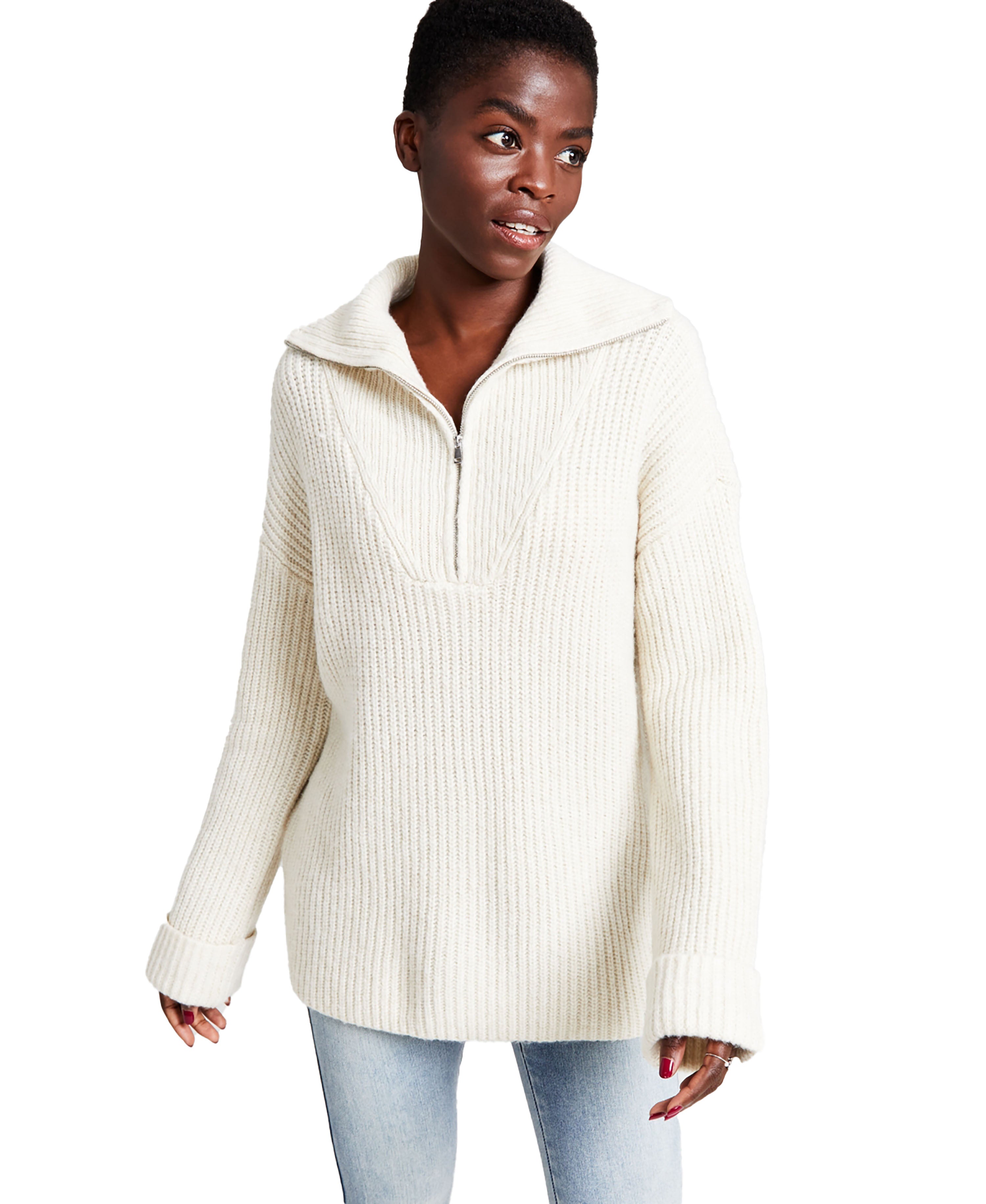 Women's Oversized Quarter-Zip Pullover Sweater