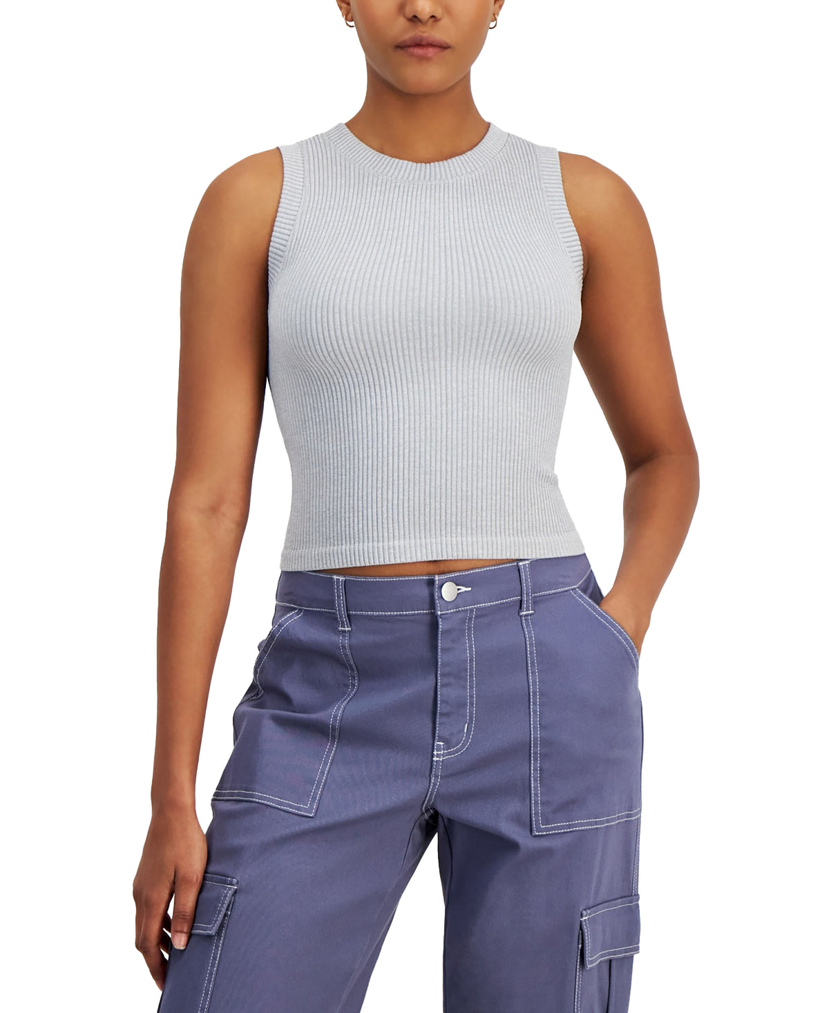 Juniors' Seamless Crewneck Ribbed Tank