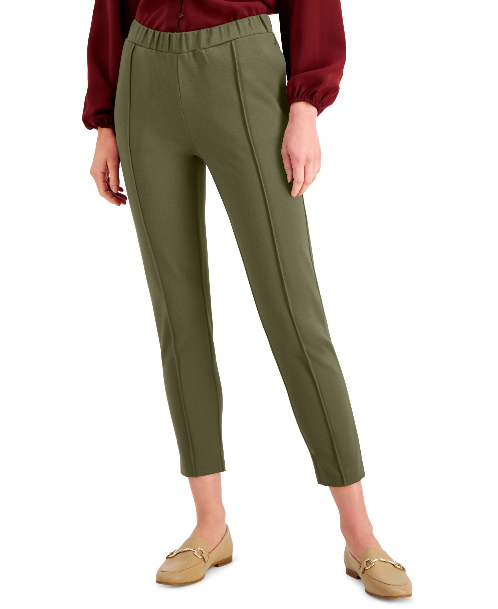 Alfani Petite Solid Seamed Cropped Pants