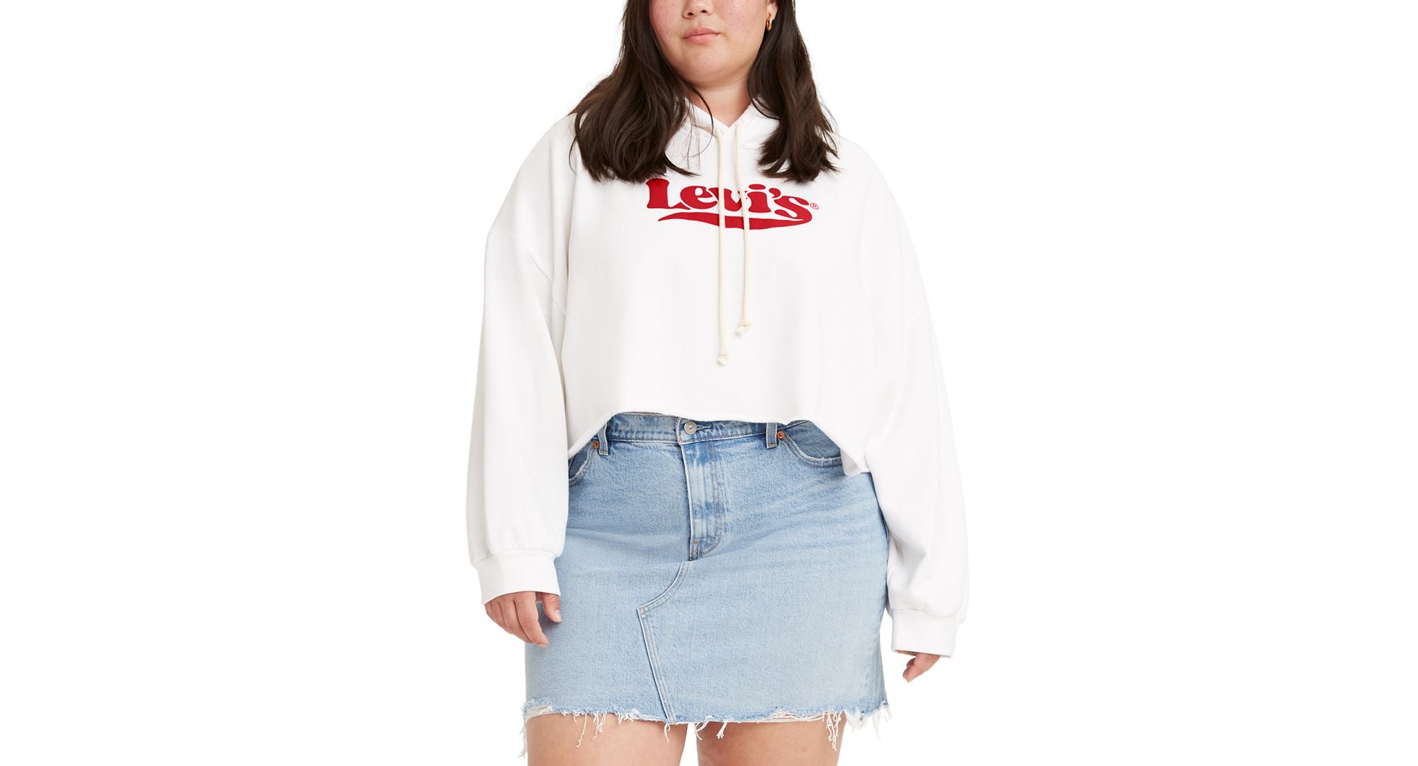 Levis Trendy Plus Cropped Puffed Logo Hoodie