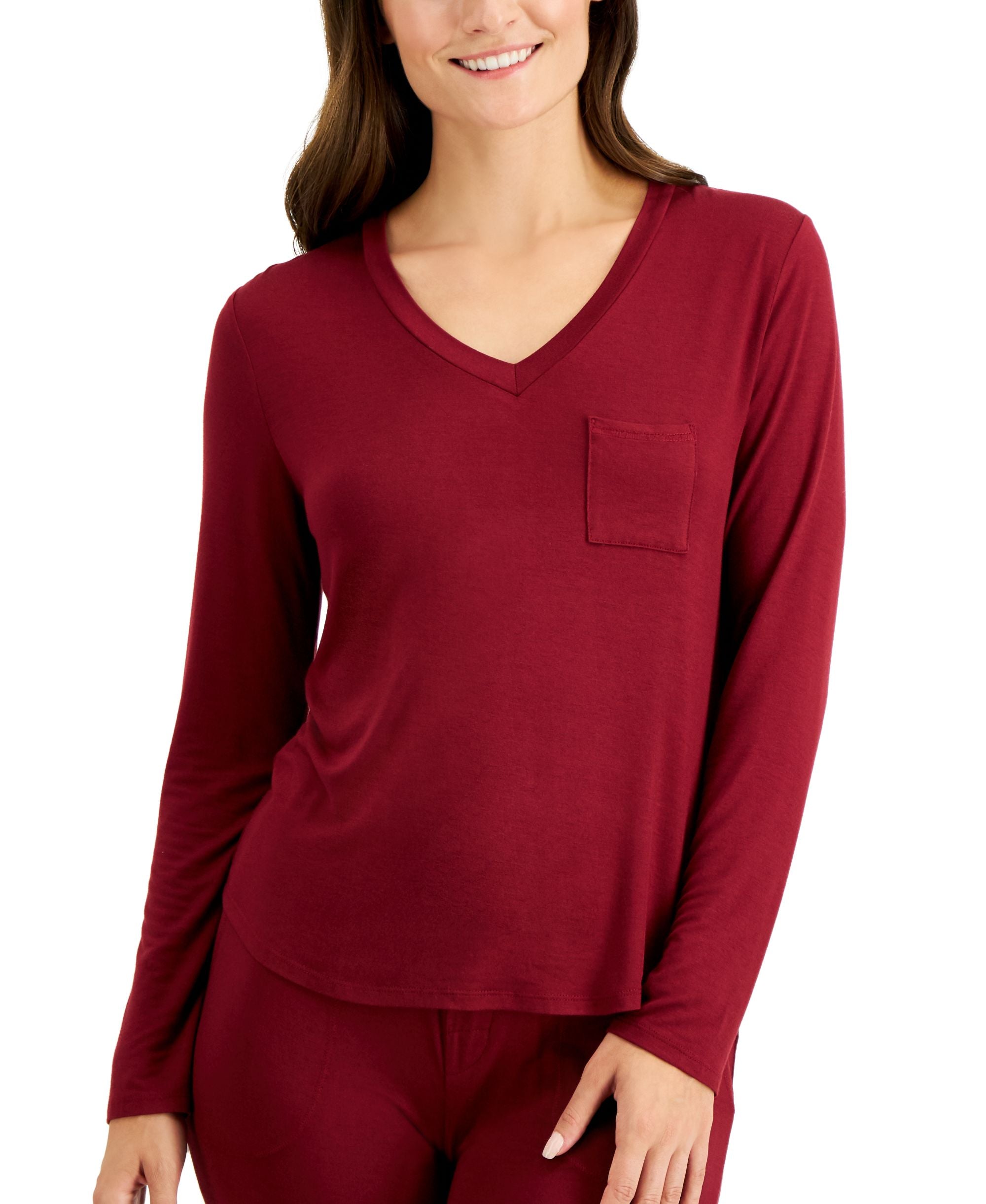 Alfani Essentials Long Sleeve Pocket Pajama T-Shirt