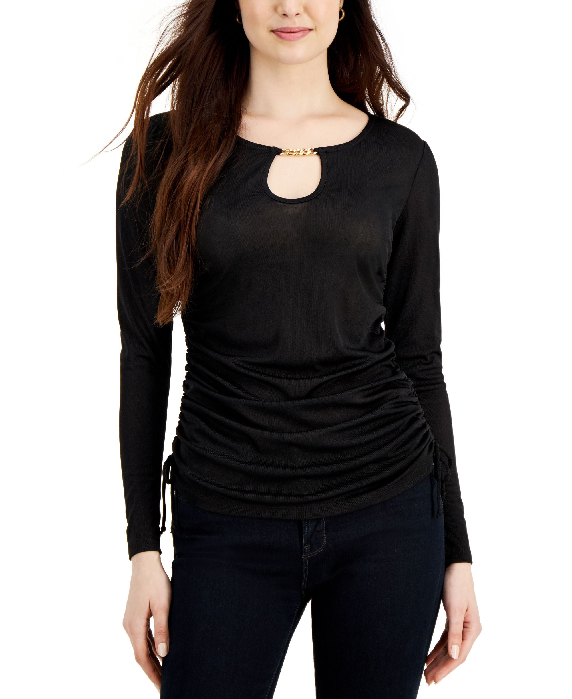 Fever Chain Neck Ruched Top