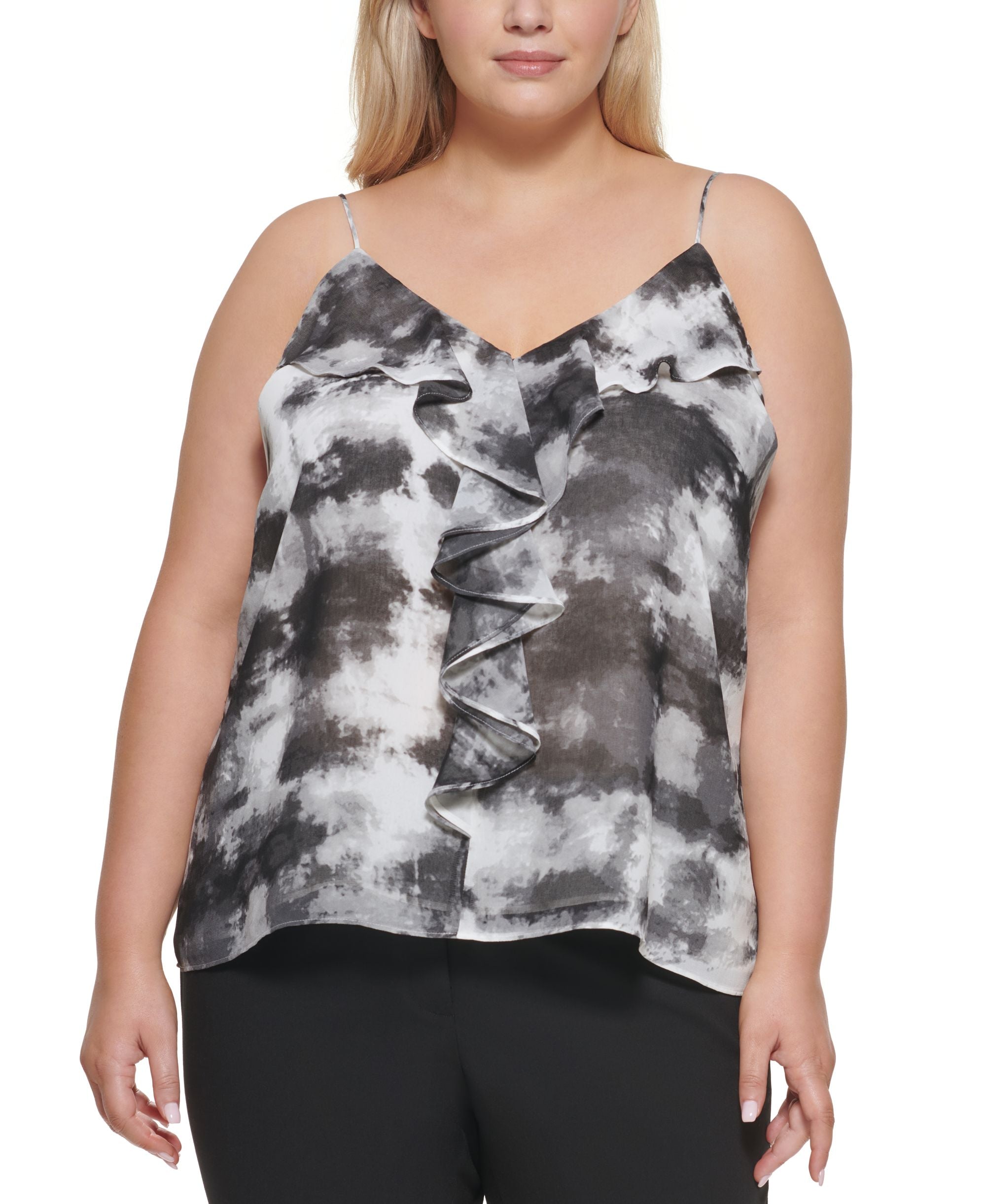 Calvin Klein Plus Size Tie Dyed Ruffled Camisole
