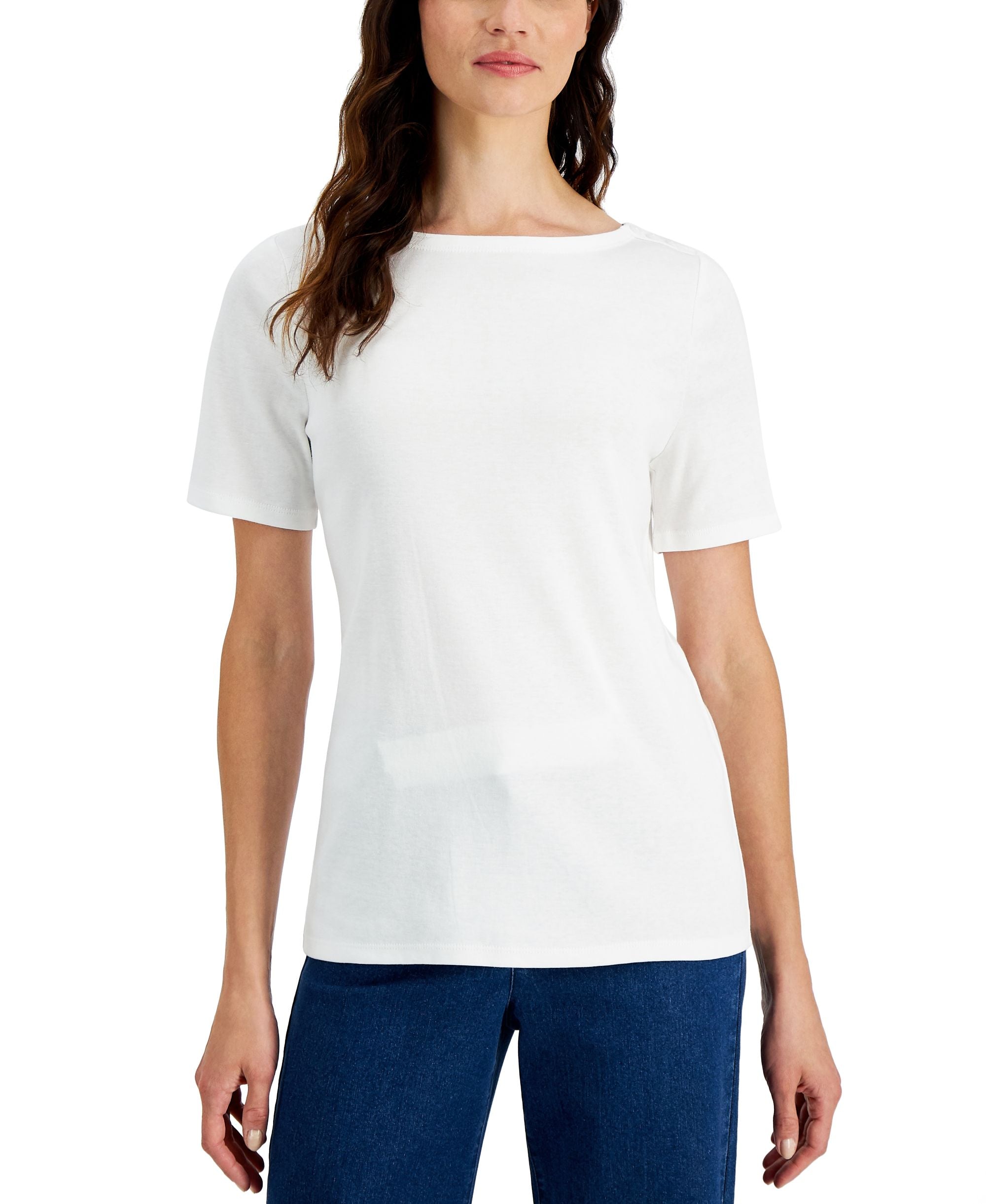 Charter Club Cotton Boat-Neck Top