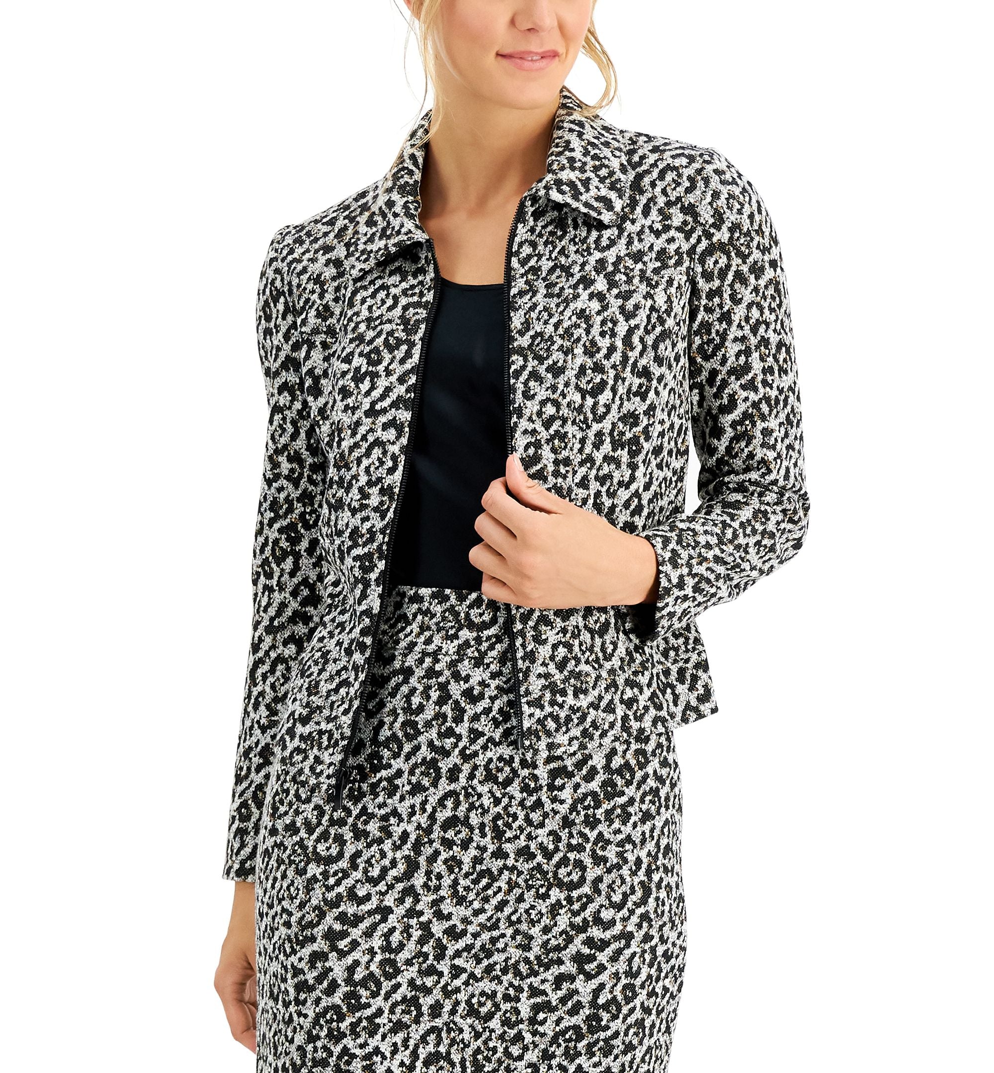 Textured Zip-Front Blazer