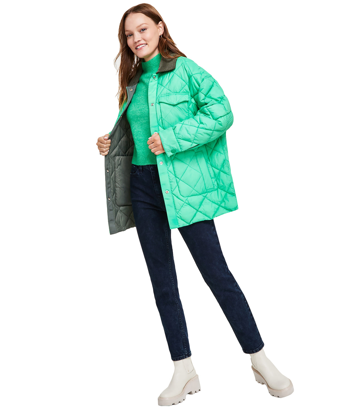 Petite Reversible Diamond Quilt Jacket