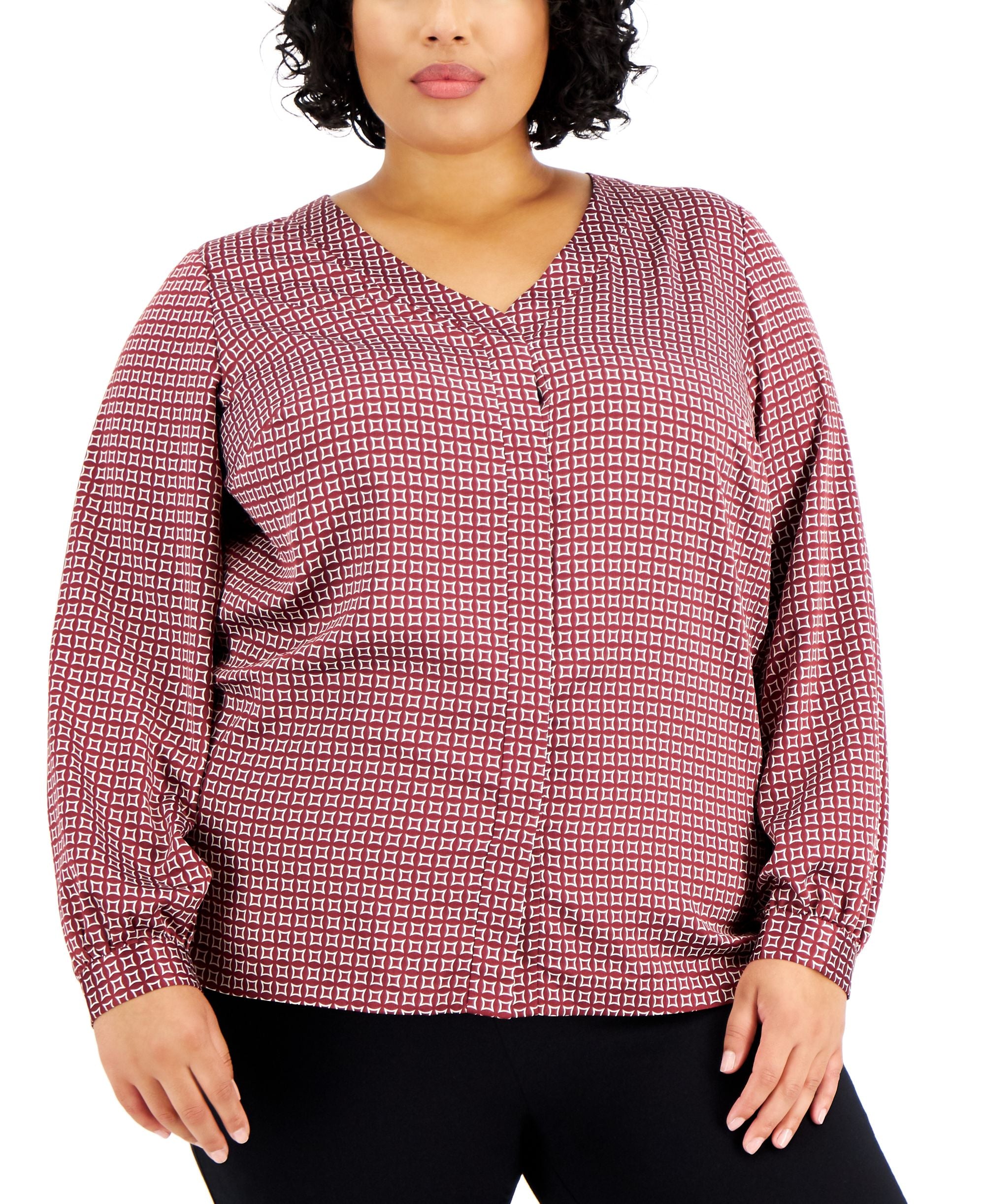 Alfani Plus Size V Neck Blouse