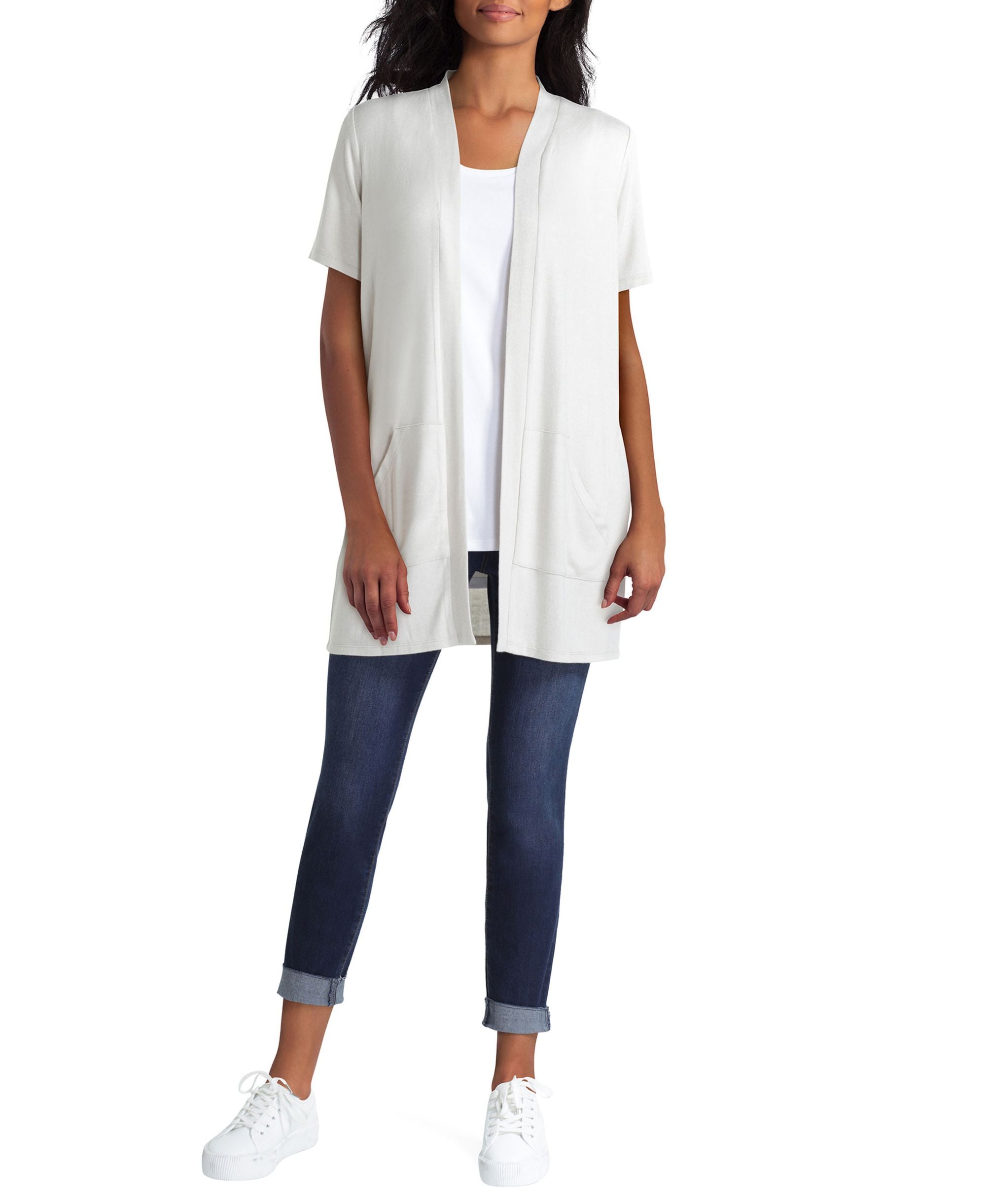Womens Short Sleeve Knit Cardigan