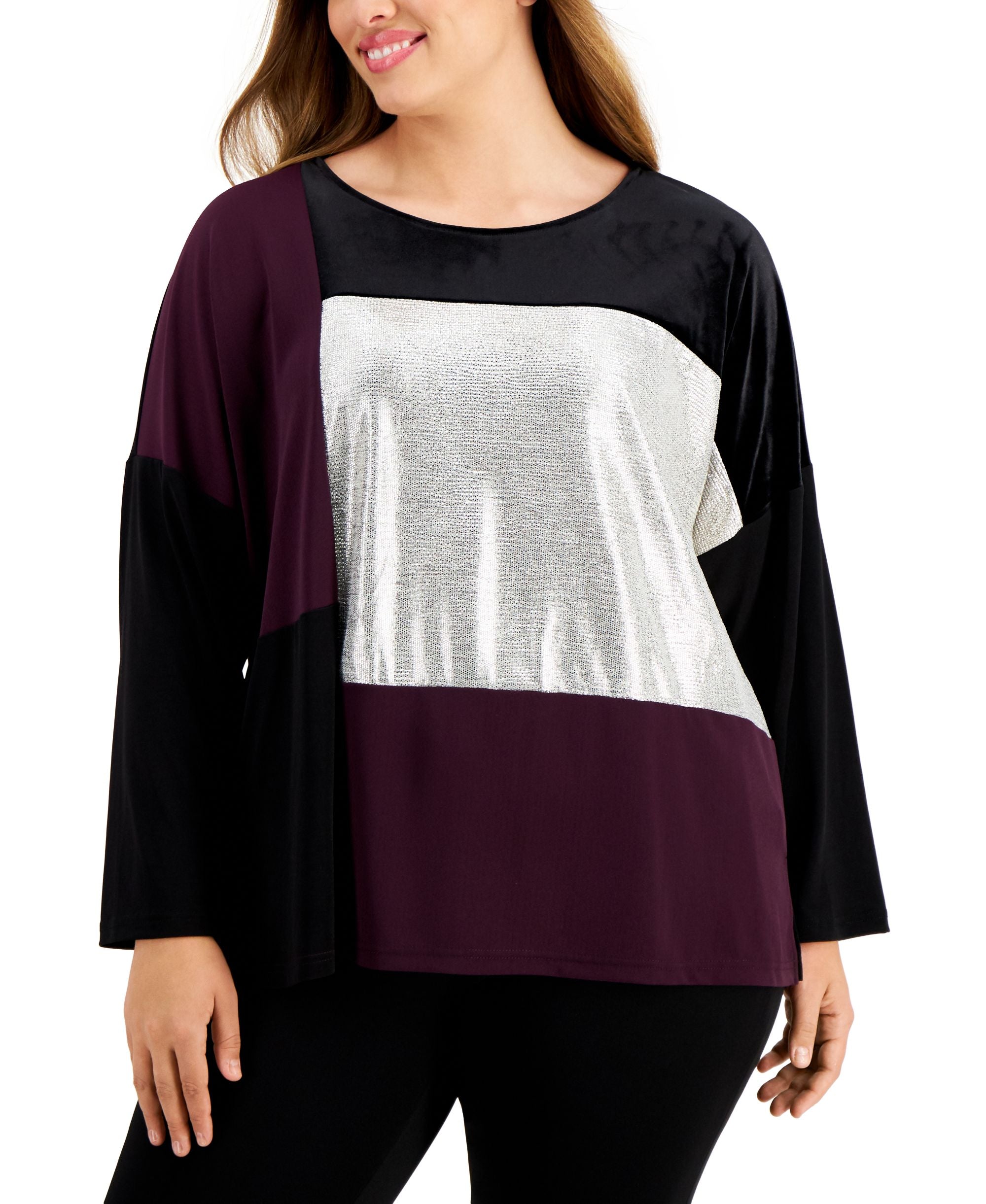 Calvin Klein Plus Size Colorblocked Top